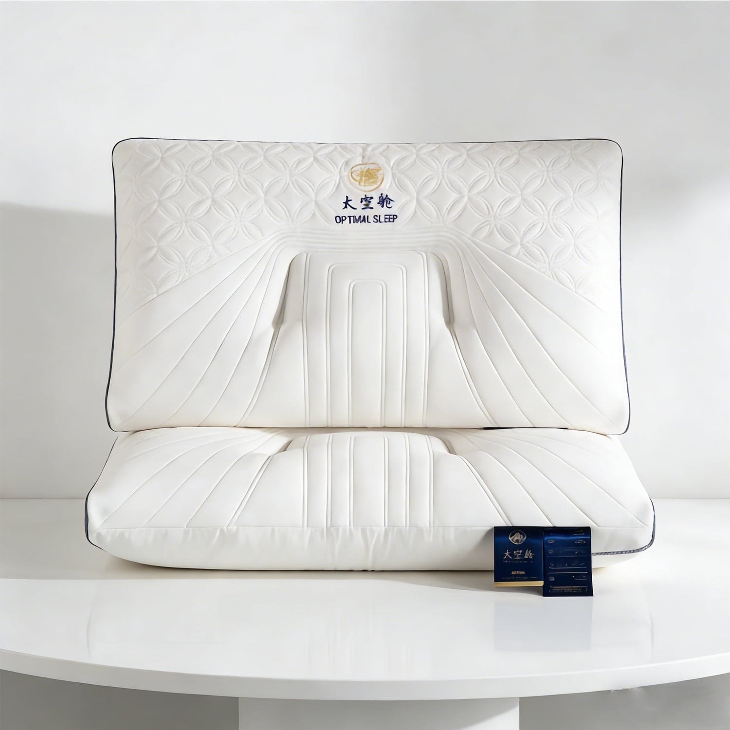 Ergonomic Memory Foam 2-Pack Space Capsule Bed Pillow (29.13" x 18.9") - Plush and Supportive - Ergonomic Memory Foam Pillow for Neck Pain Support Detail
