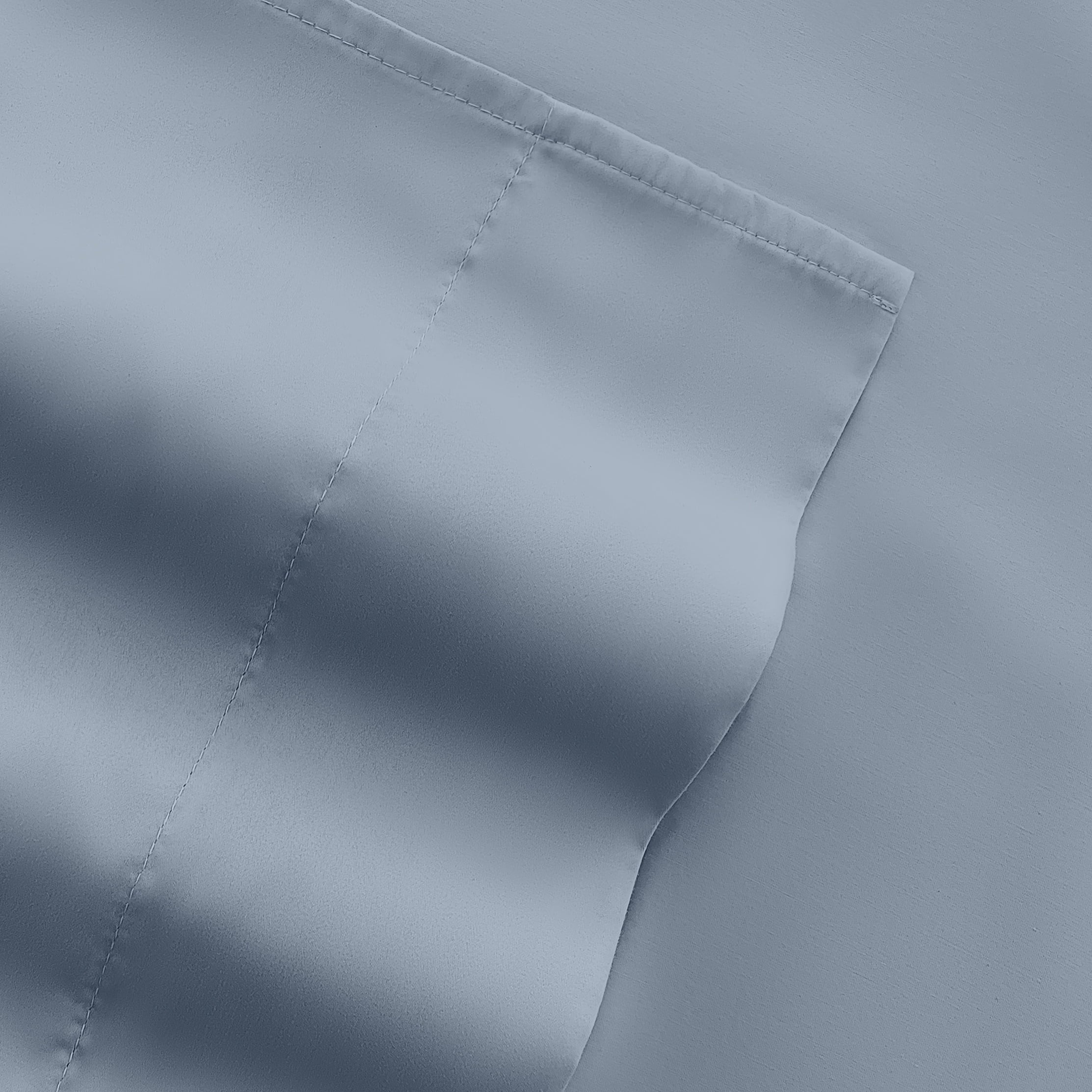 Cooling Sateen Queen, Light Blue Solid Microfiber 6 Piece Bed Sheet Set - Cooling Hotel Quality Bedding Sheets and Pillowcases Detail