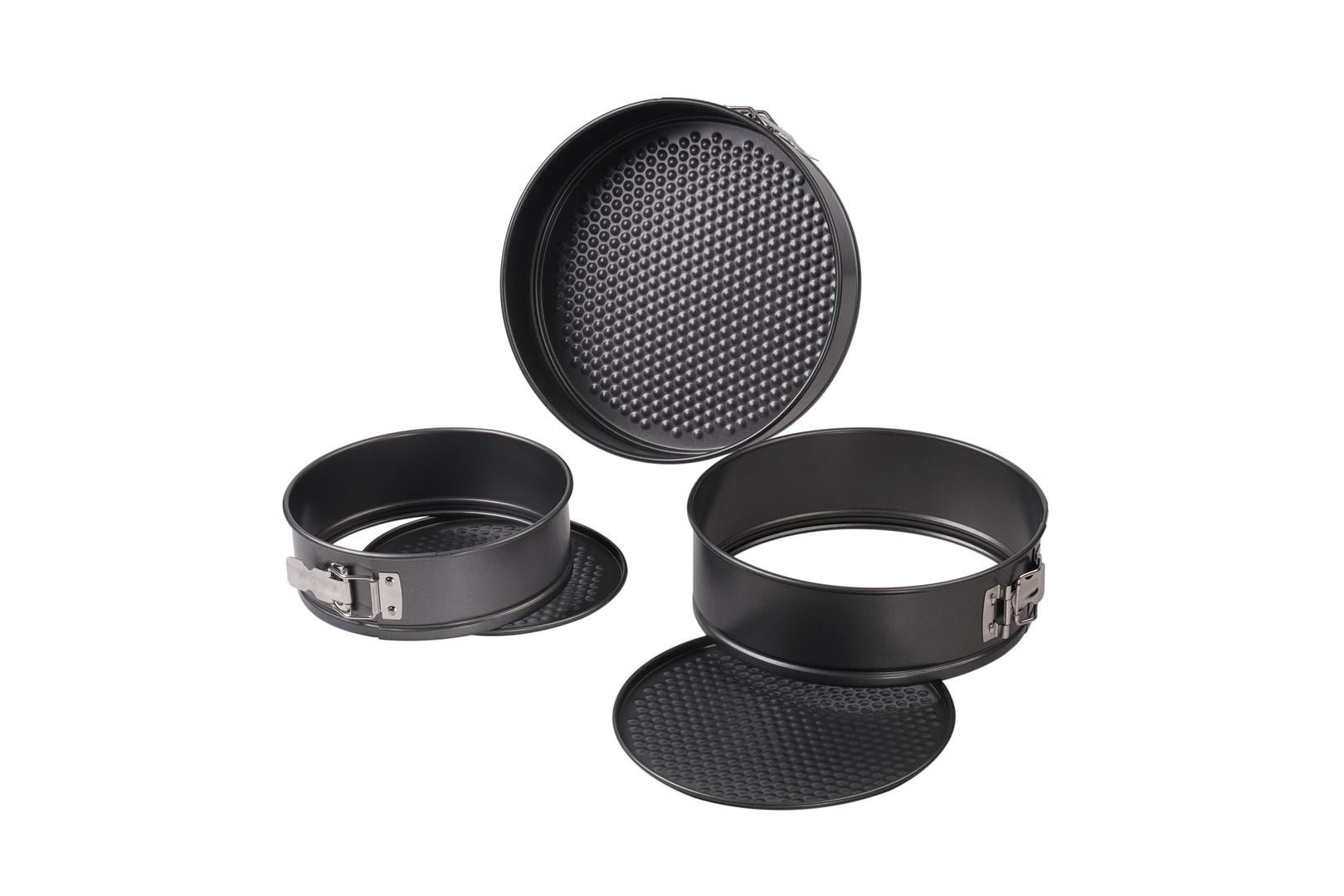 Ergonomic Manual 8", 9", 10" Round Nonstick Carbon Steel Springform Cake Pans, Gray, Set of 3 - Innovative Kitchen Helper for Modern Cooking Detail