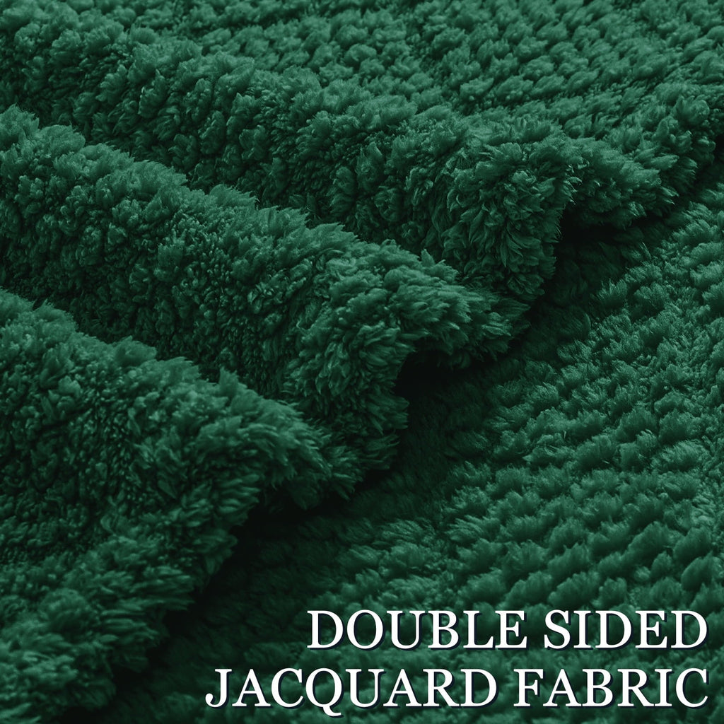 Decorative Knitted Fuzzy Fleece Throw Blanket for Couch, Bed, Soft Fluffy Jacquard Waffle Blankets for All Season, Lightweight and Warm,... - Super Soft Reversible Sherpa Flannel Blanket Detail