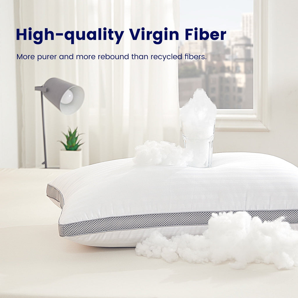 Hotel Collection Bed Pillows for Sleeping, Queen Size Set of 2, Sandwich Mesh with Breathable Sides, Premium Medium pillows for Back, ... - Decorative Throw Pillow Cushion for Sofa & Bed Detail
