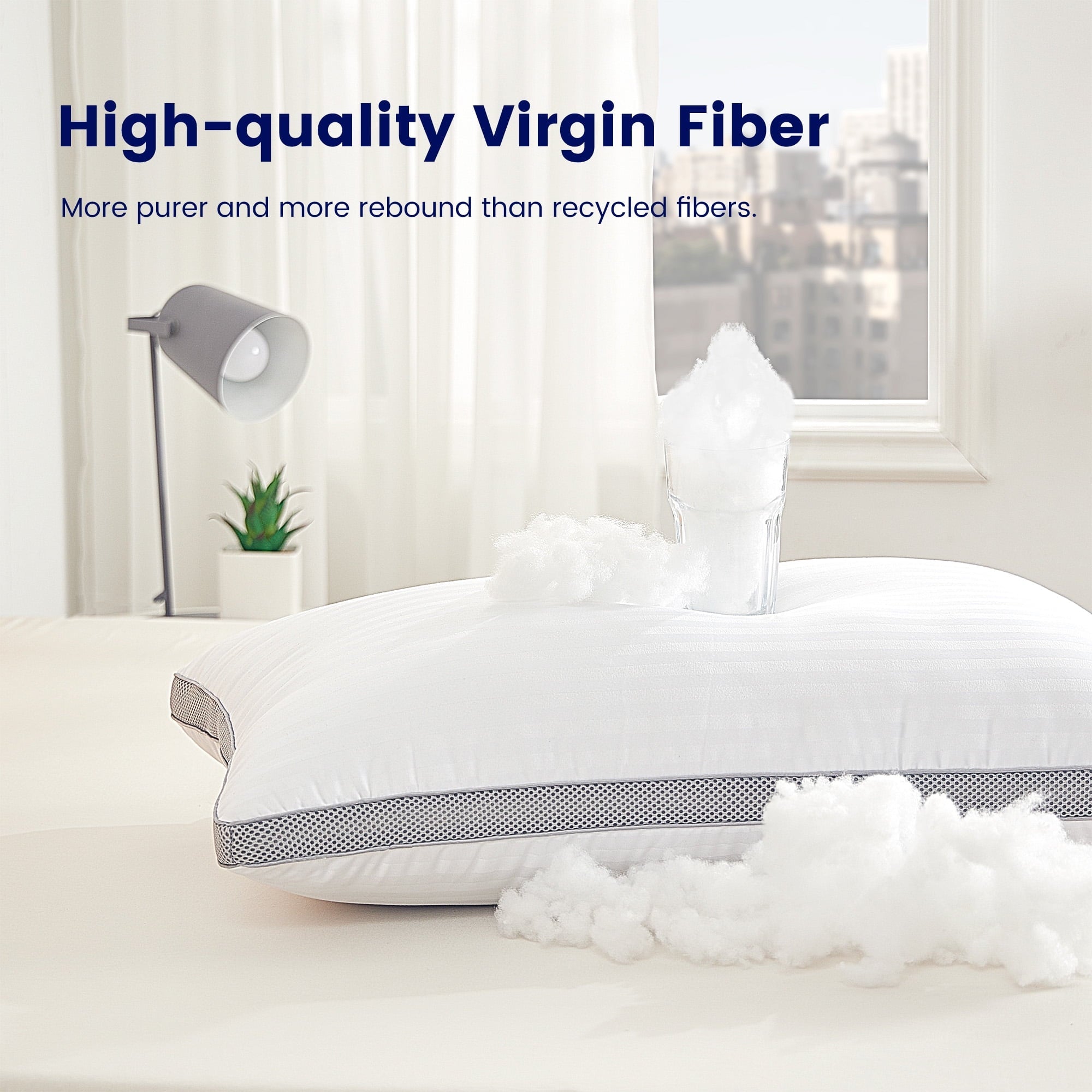Hotel Collection Bed Pillows for Sleeping, Queen Size Set of 2, Sandwich Mesh with Breathable Sides, Premium Medium pillows for Back, ... - Decorative Throw Pillow Cushion for Sofa & Bed Detail
