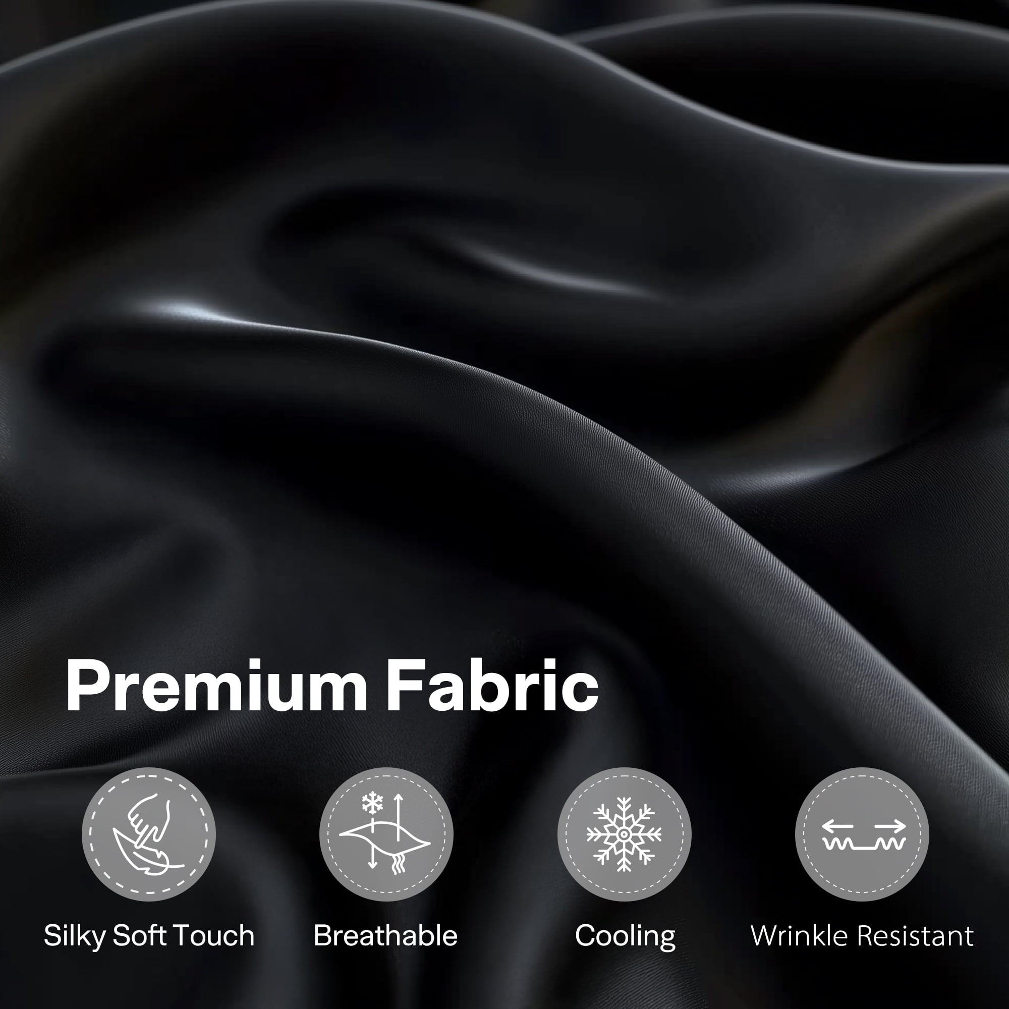 Wrinkle-Resistant Queen Silk Black Bed Sheet Set,4 Pieces 1800 Microfiber 2 Pillowcase 20"x30" - Cooling Hotel Quality Bedding Sheets and Pillowcases Detail