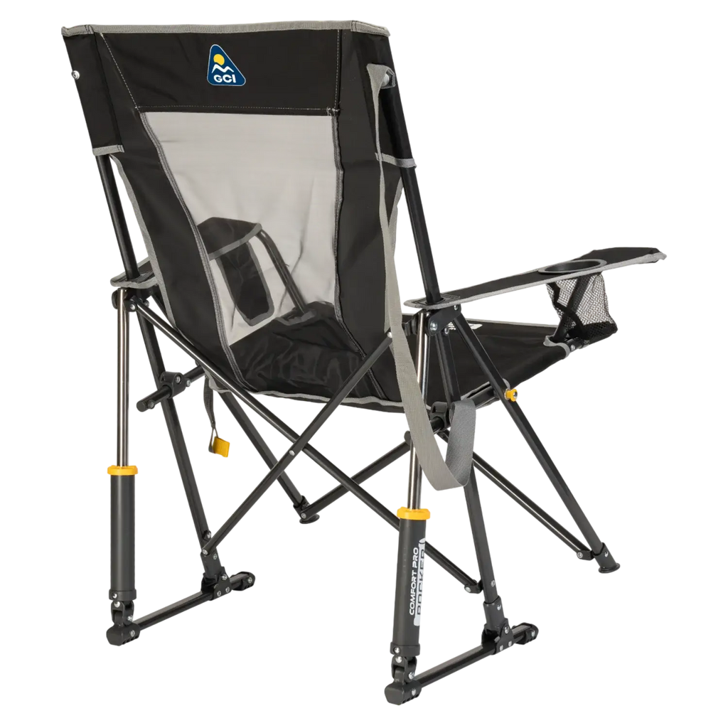 Luxury Camp Comfort Pro Rocker - Choice 375 - Heavy-Duty Kickback Rocker with Beverage Holder Detail