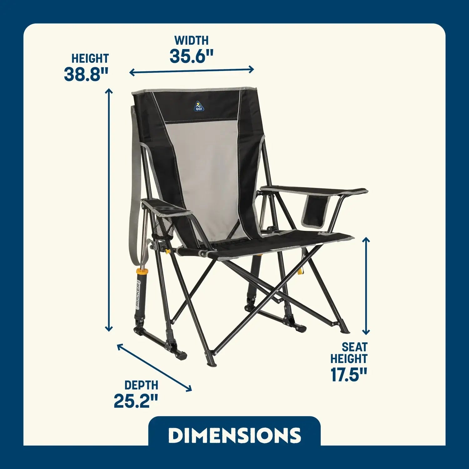 Luxury Camp Comfort Pro Rocker - Choice 375 - Heavy-Duty Kickback Rocker with Beverage Holder Detail