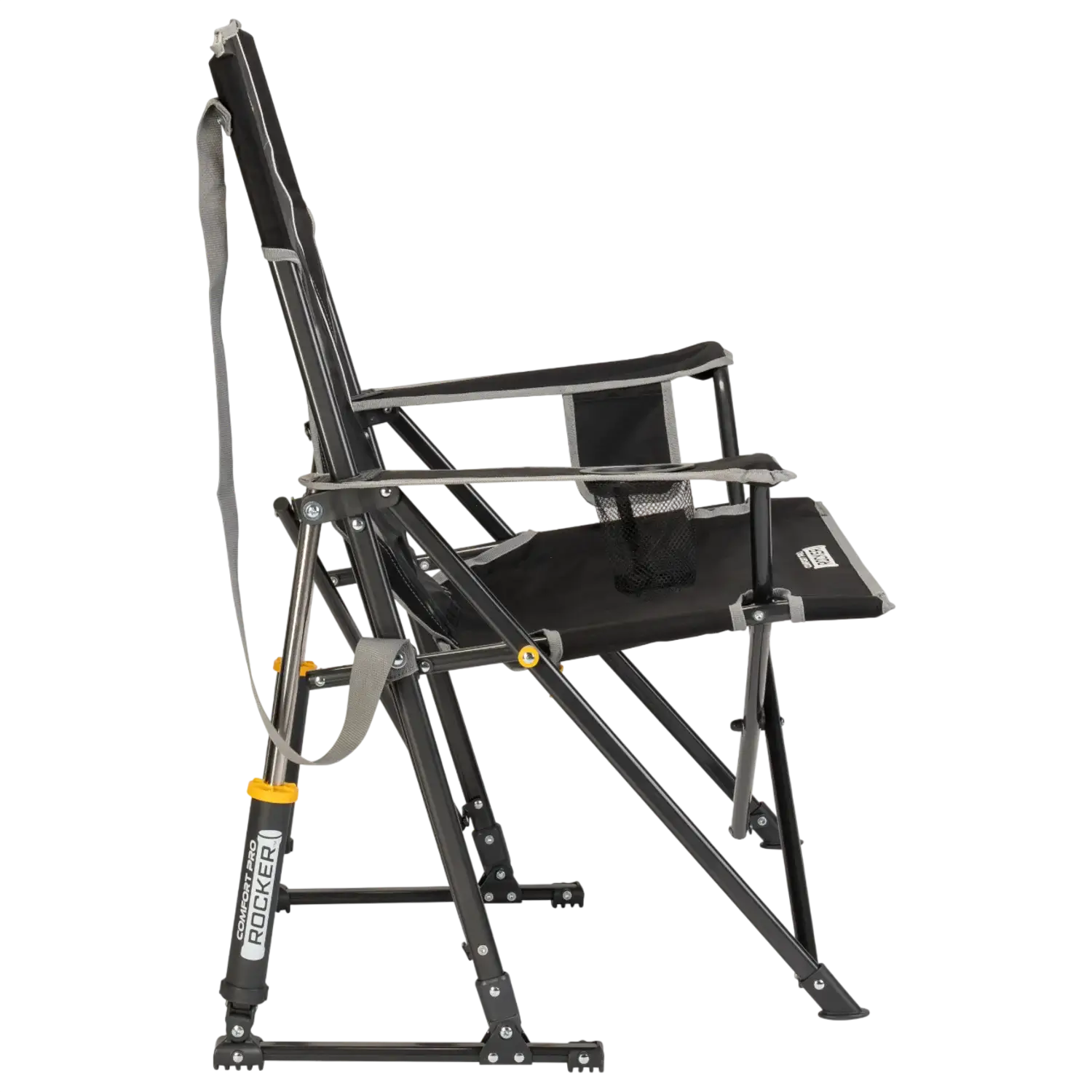 Luxury Camp Comfort Pro Rocker - Choice 375 - Heavy-Duty Kickback Rocker with Beverage Holder Detail