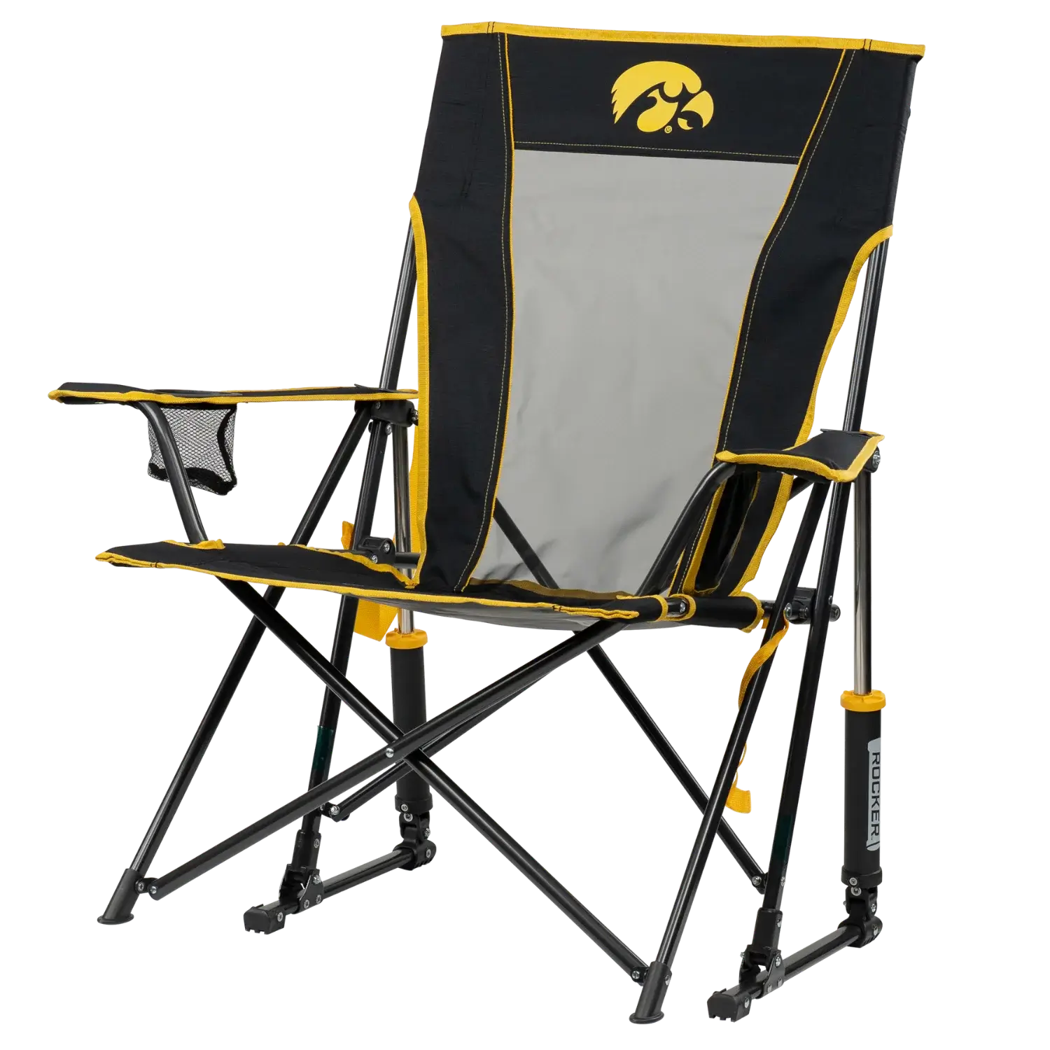Patented Spring-Action College Comfort Pro Rocker - Iowa Hawkeyes - Choice 249 - Freestyle Rocker Portable Outdoor Folding Chair Detail
