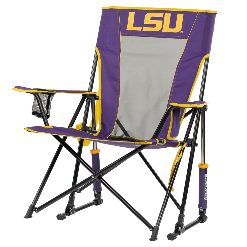 Heavy-Duty Freestyle College Comfort Pro Rocker - LSU Tigers - Choice 880 - Patented Spring-Action Rocking Chair for Camping Detail