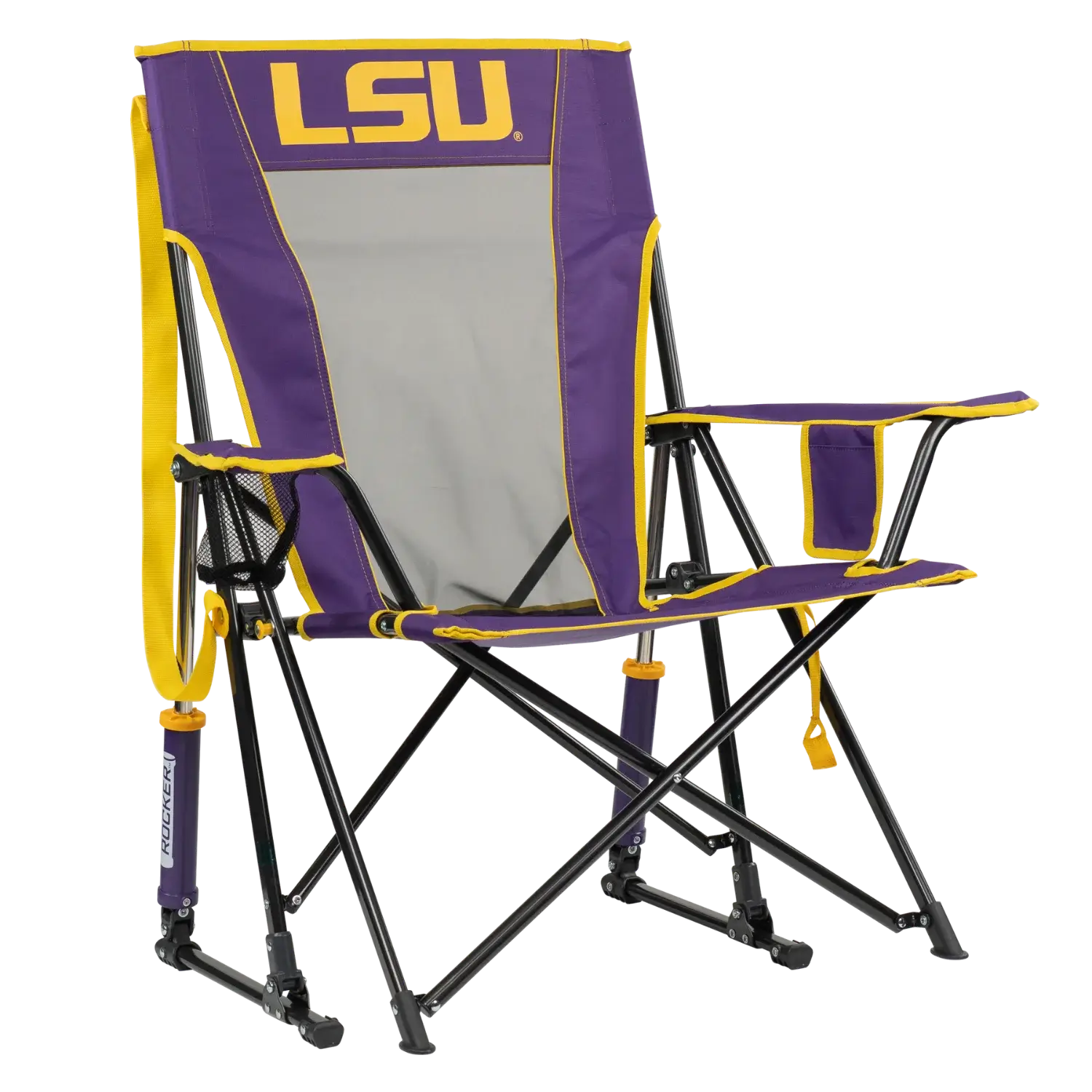 Heavy-Duty Freestyle College Comfort Pro Rocker - LSU Tigers - Choice 880 - Patented Spring-Action Rocking Chair for Camping - Default Title