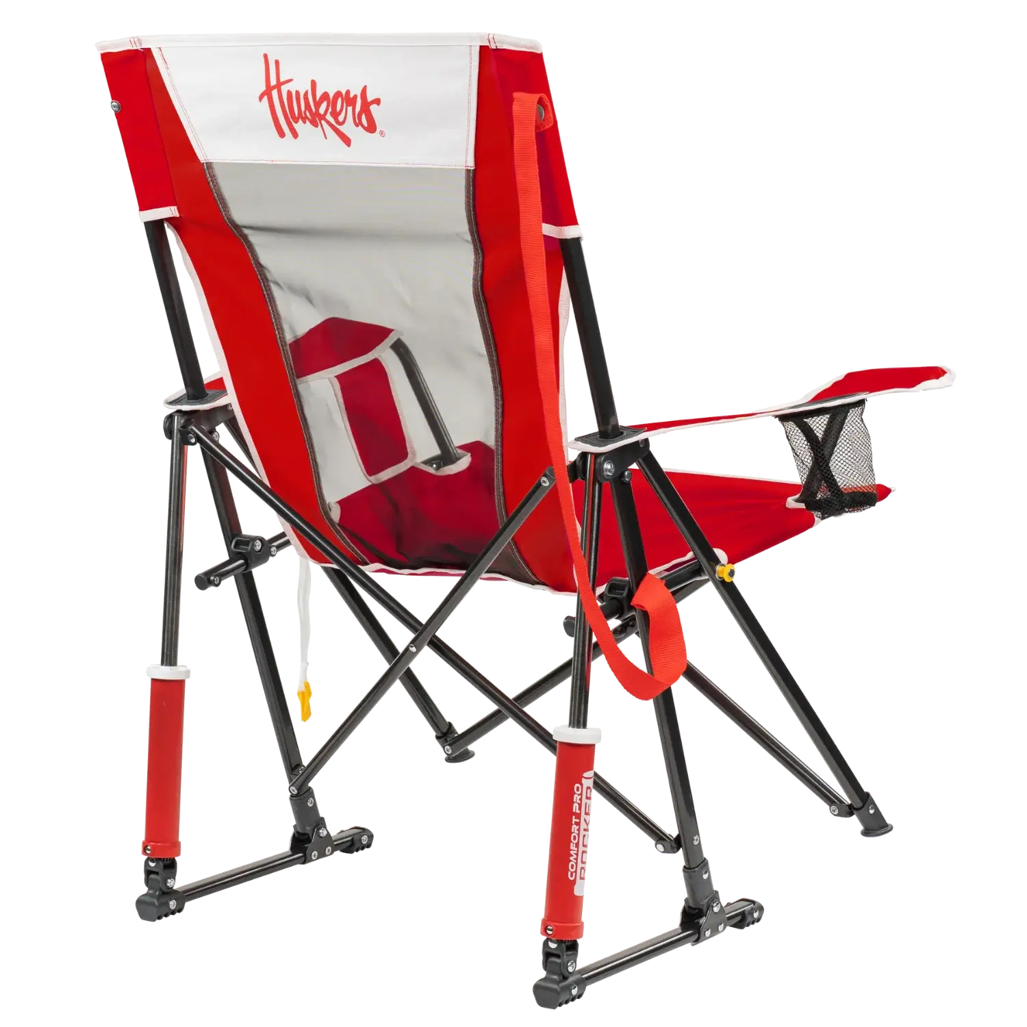 Smooth Motion College Comfort Pro Rocker - Nebraska Cornhuskers - Choice 161 - RoadTrip Rocker Smooth Motion Camp Chair Detail