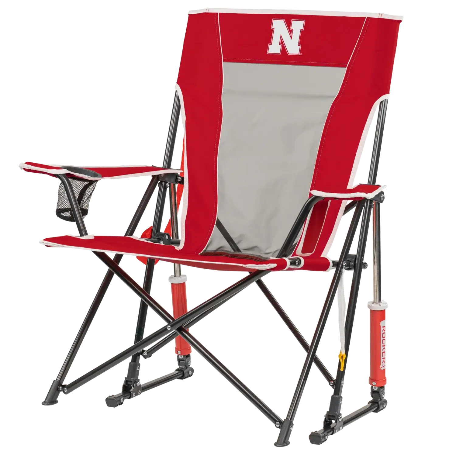 Smooth Motion College Comfort Pro Rocker - Nebraska Cornhuskers - Choice 161 - RoadTrip Rocker Smooth Motion Camp Chair Detail