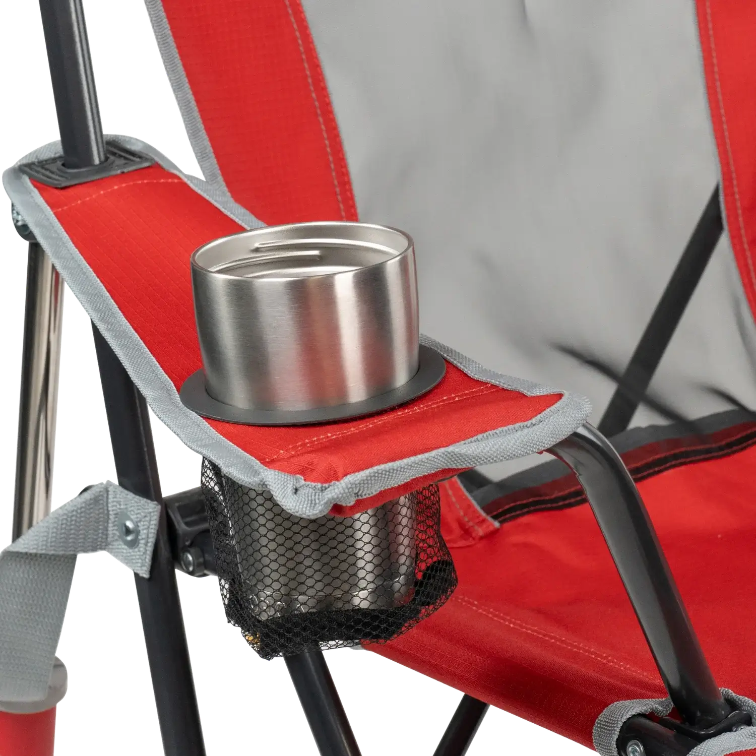 Smooth Motion College Comfort Pro Rocker - Ohio State Buckeyes - Choice 676 - Patented Spring-Action Rocking Chair for Camping Detail