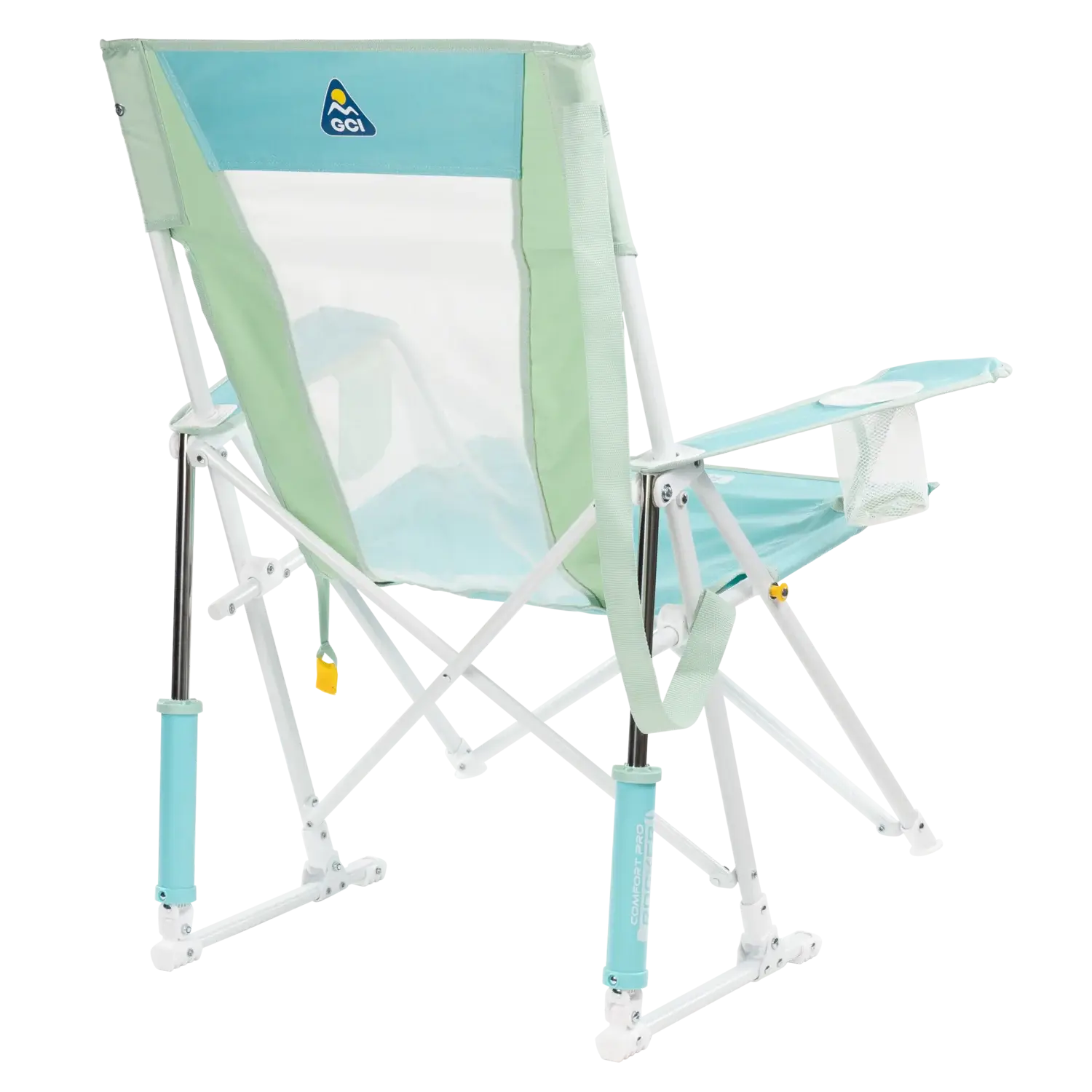 Luxury Camp Comfort Pro Rocker - Choice 375 - Heavy-Duty Kickback Rocker with Beverage Holder Detail