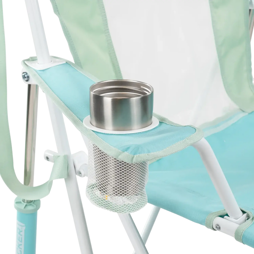 Luxury Camp Comfort Pro Rocker - Choice 375 - Heavy-Duty Kickback Rocker with Beverage Holder Detail