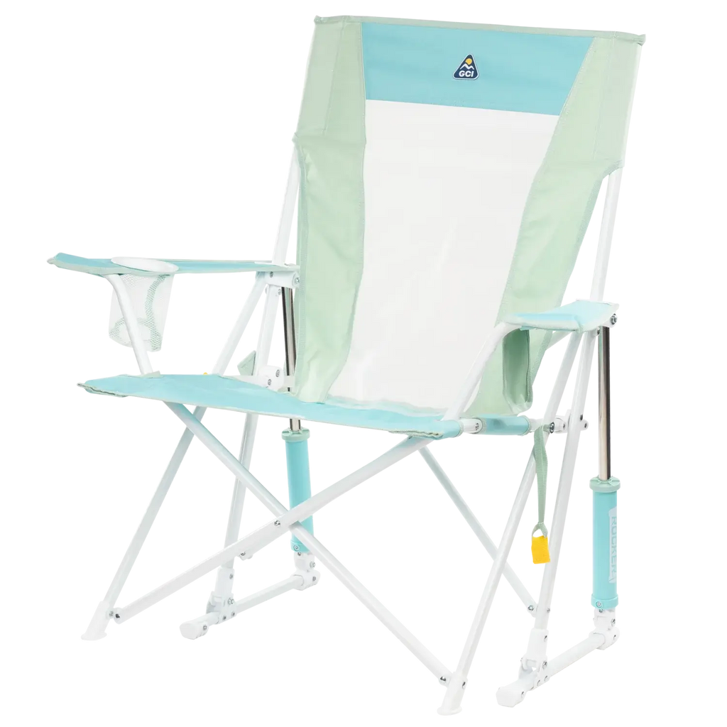 Luxury Camp Comfort Pro Rocker - Choice 375 - Heavy-Duty Kickback Rocker with Beverage Holder Detail