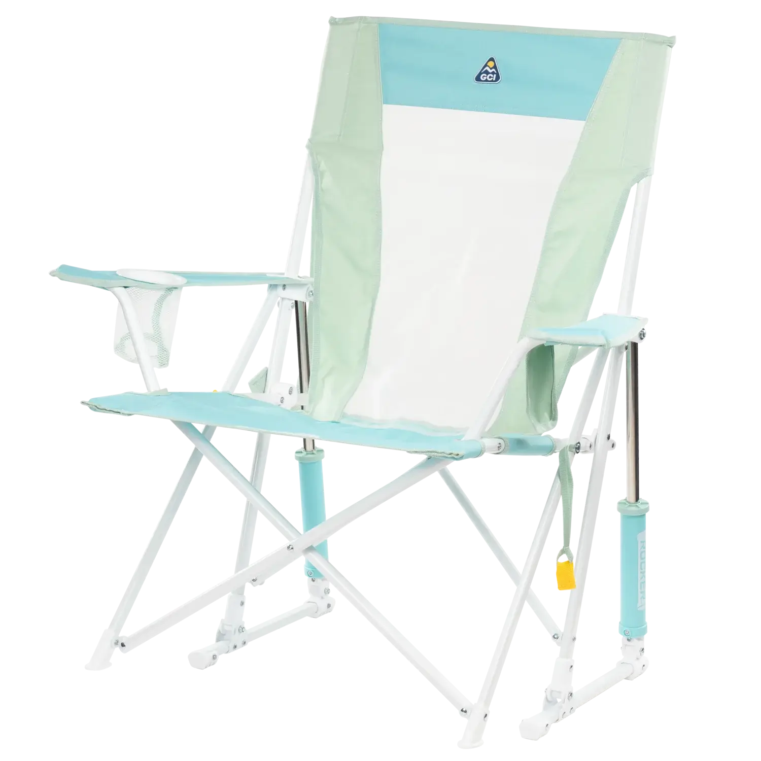 Luxury Camp Comfort Pro Rocker - Choice 375 - Heavy-Duty Kickback Rocker with Beverage Holder Detail