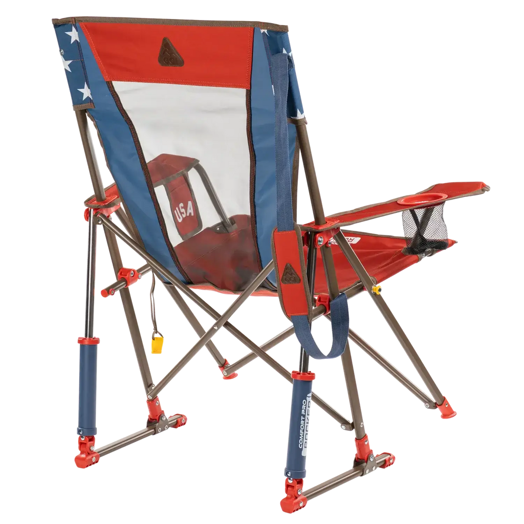 Patented Spring-Action Comfort Pro Rocker - USA Anniversary Deluxe - Choice 424 - RoadTrip Rocker Smooth Motion Camp Chair Detail