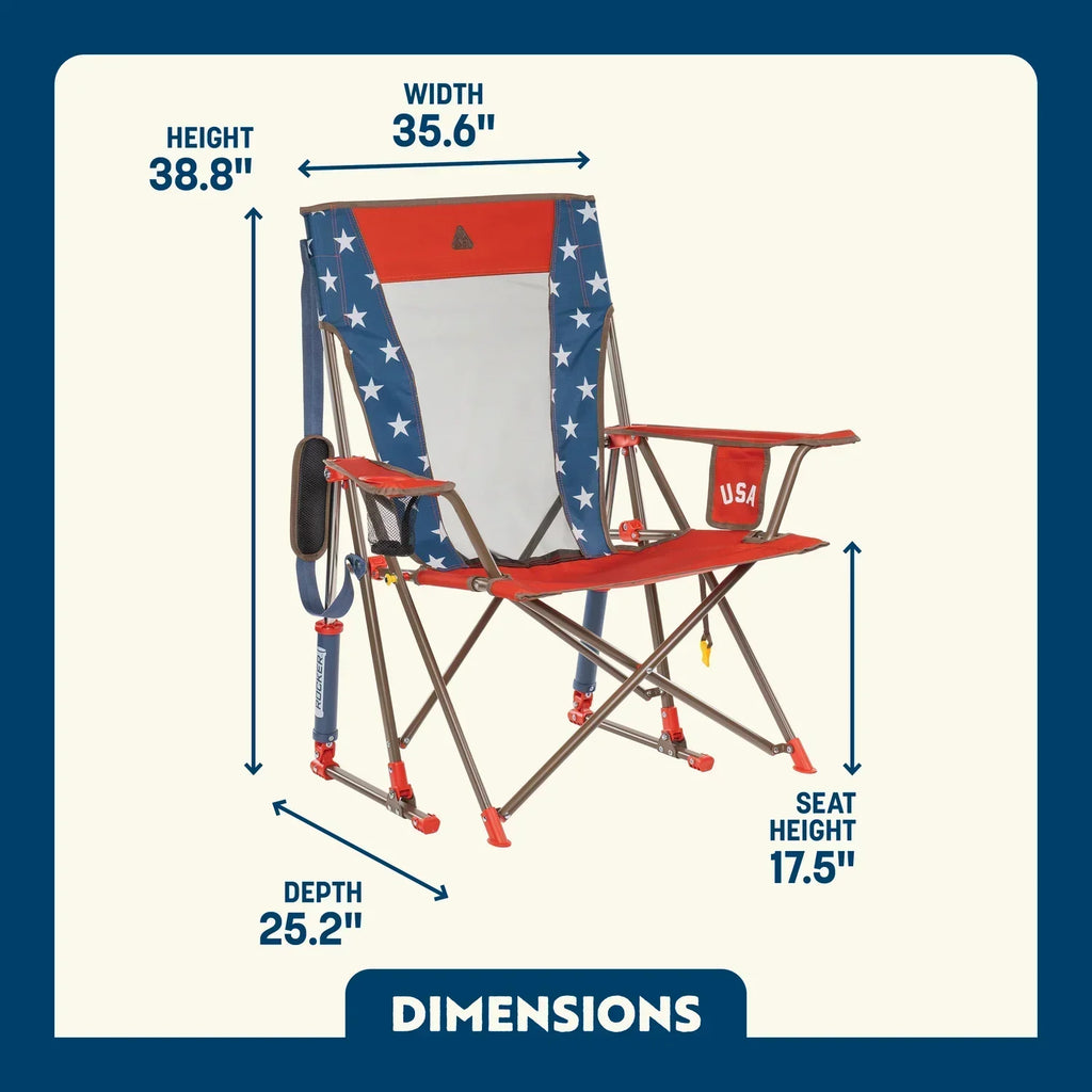 Patented Spring-Action Comfort Pro Rocker - USA Anniversary Deluxe - Choice 424 - RoadTrip Rocker Smooth Motion Camp Chair Detail
