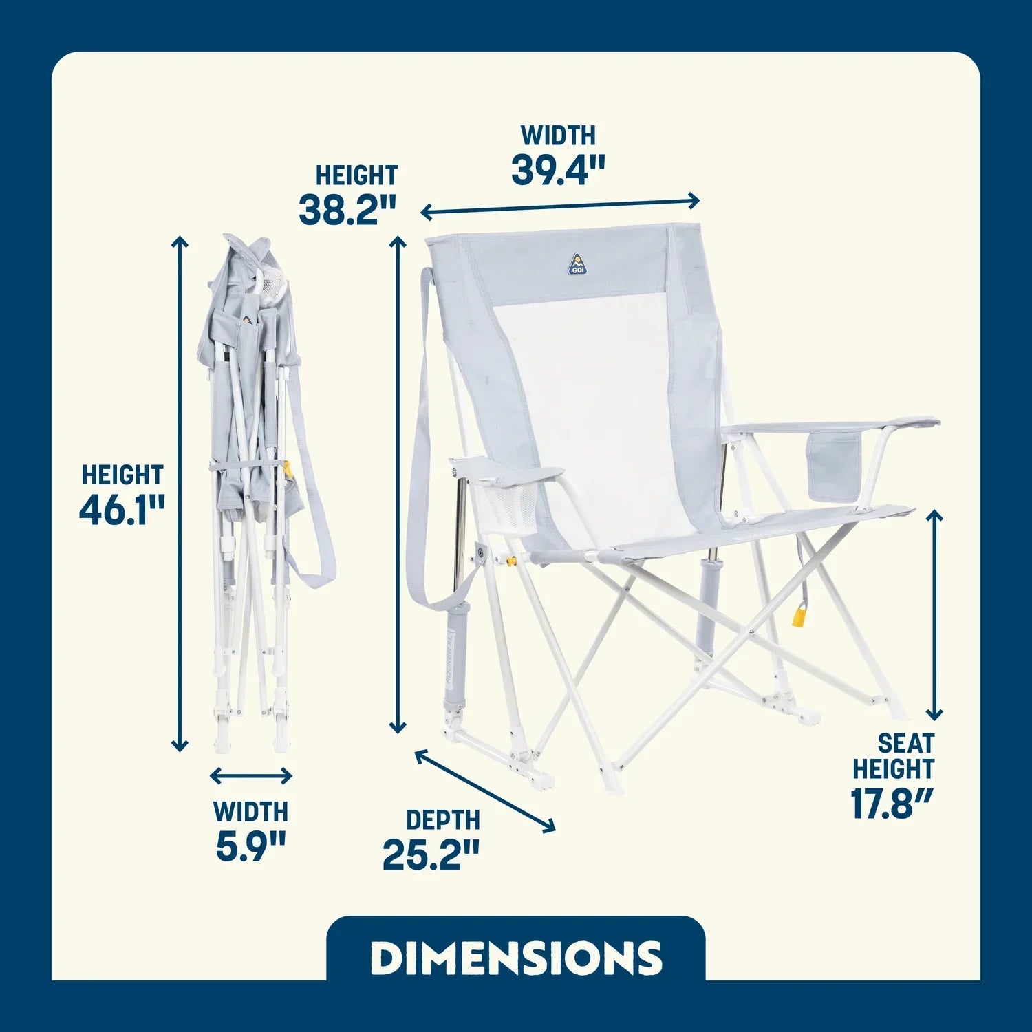 Premium All-Weather Comfort Pro Rocker XL - Choice 107 - Patented Spring-Action Rocking Chair for Camping Detail