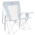 Premium All-Weather Comfort Pro Rocker XL - Choice 107 - Patented Spring-Action Rocking Chair for Camping - Heathered Light Blue