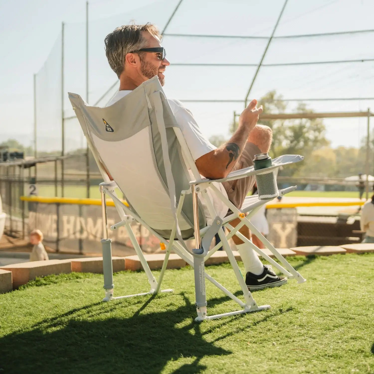 Premium All-Weather Comfort Pro Rocker XL - Choice 107 - Patented Spring-Action Rocking Chair for Camping Detail