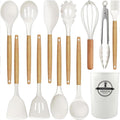 Premium Silicone Cooking Utensils Set, 12 packs Non-Stick Silicone Cooking Kitchen Utensils Spatula Set with Wooden Handles and... - Heat-Resistant Silicone Cooking Spatula Turner - Default Title