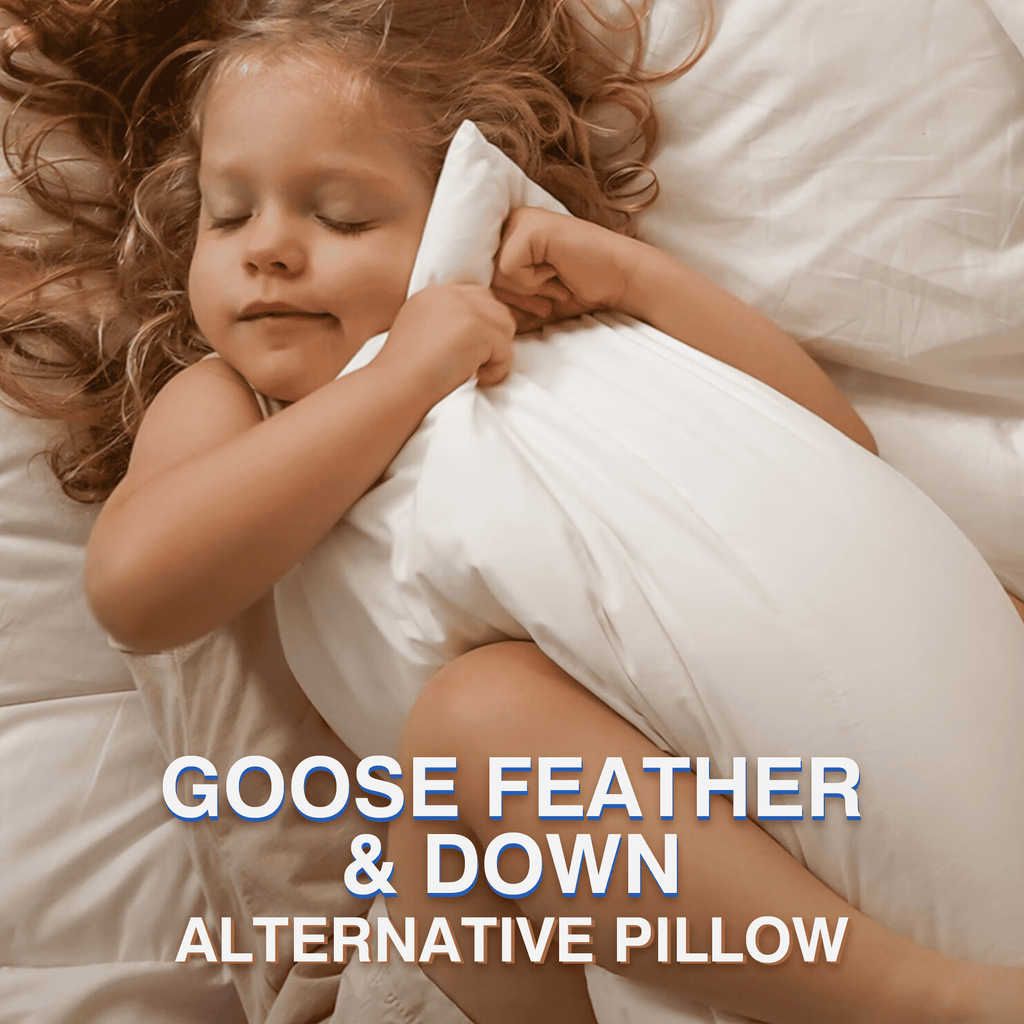 Orthopedic Support Goose Feather and Down Pillows Queen Size Set of 2 Luxury Hotel Bed Pillows with Cotton Cover - Hotel Quality Plush Sleeping Pillows Detail