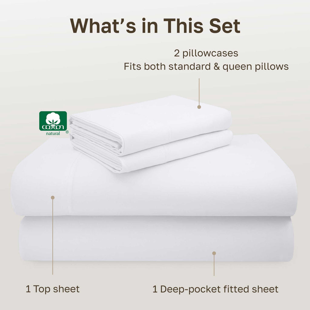 Cooling Sateen 100% Cotton Queen Sheets Set - 600 Thread Count 100% Cotton Sheets Queen, Sateen Deep Pocket Adult/Teen 4 Piece Bed Sh - Cooling Hotel Quality Bedding Sheets and Pillowcases Detail