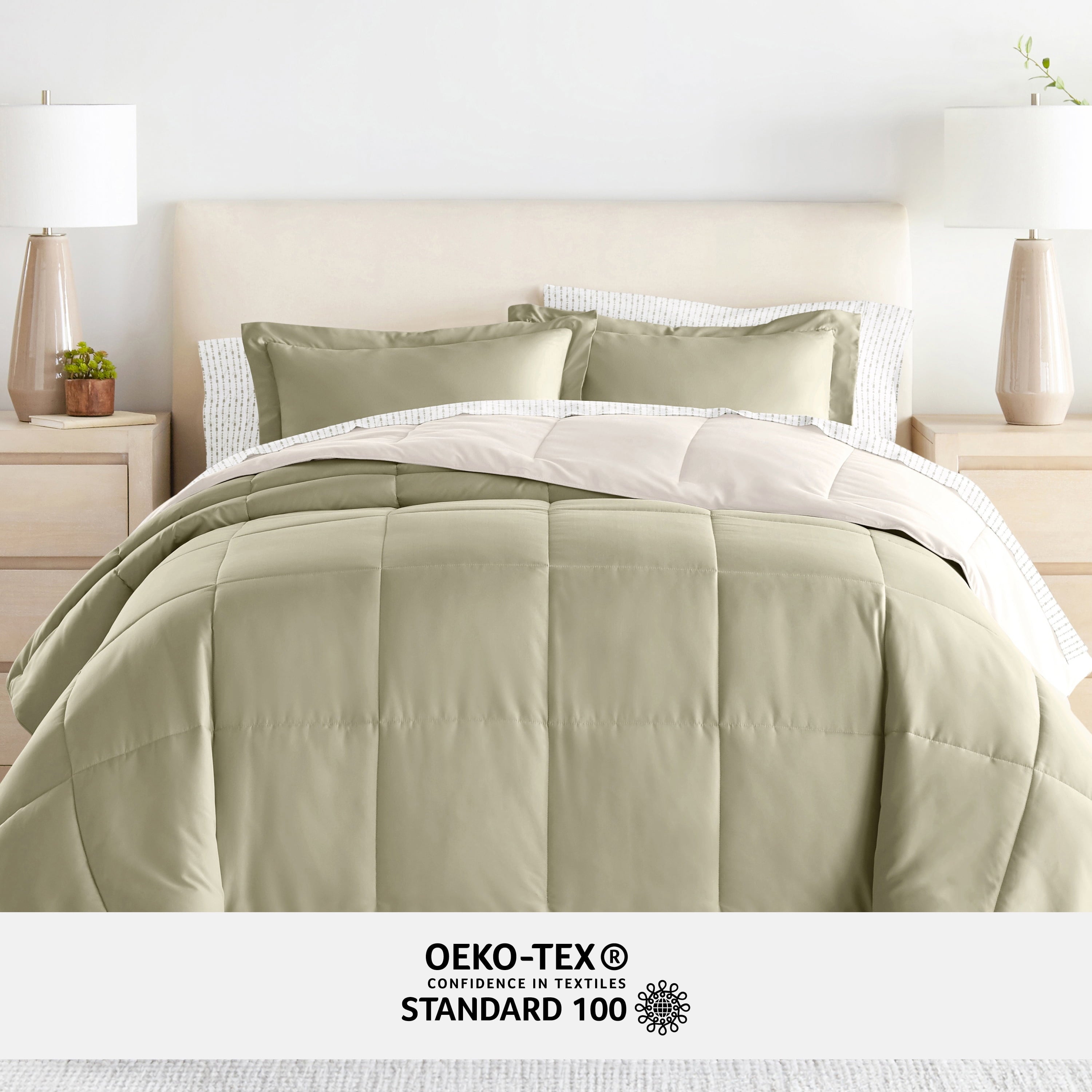 Luxurious Quilted 5 Piece Bedding Bundle, Reversible Comforter and Patterned Sheet Set, Twin - Cloud-Like Soft Lightweight Bed Comforter Detail