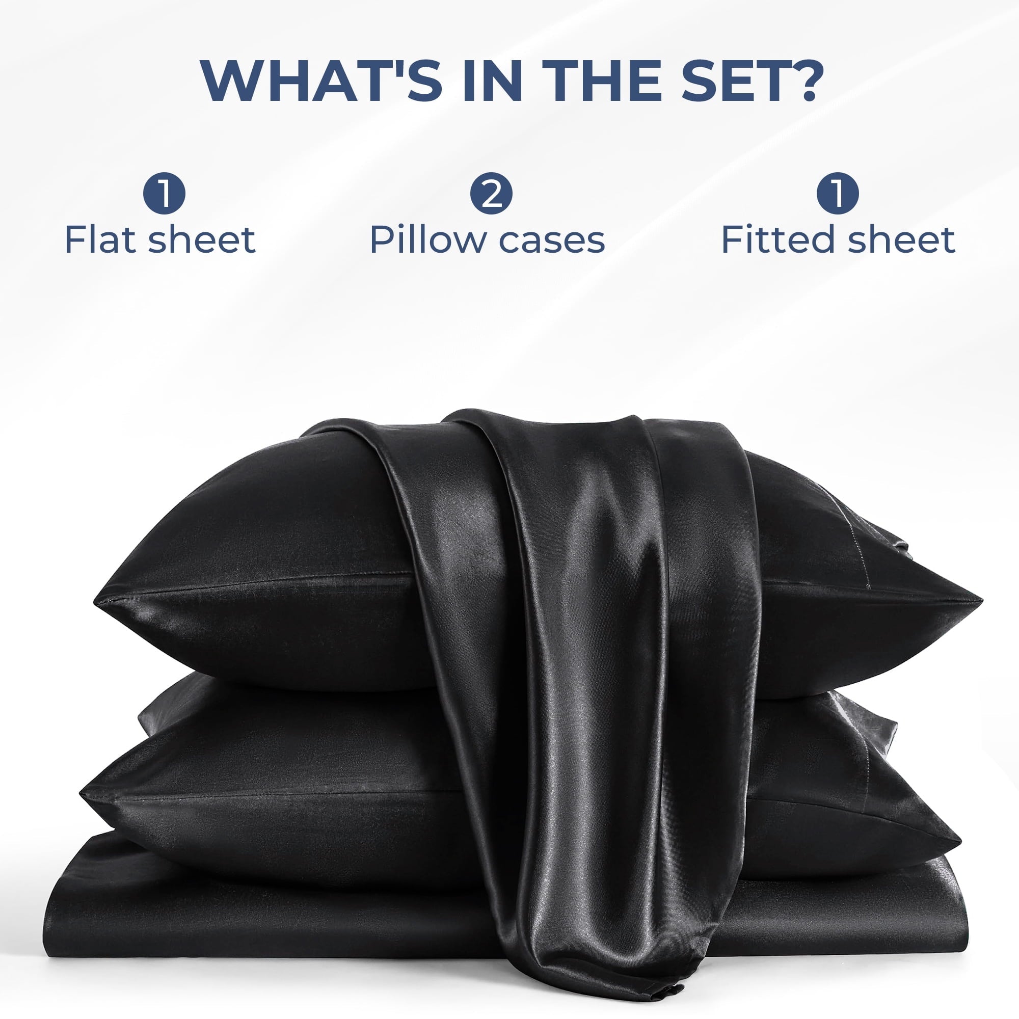 Breathable Luxury Set, Queen, Silky Bed s, 4 Pieces,Black - Cooling Hotel Quality Bedding Sheets and Pillowcases Detail