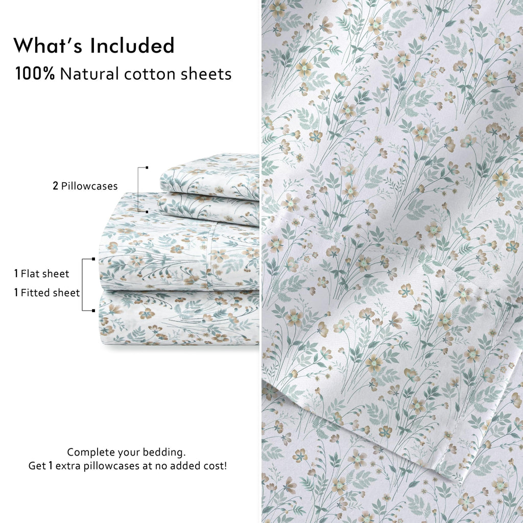 Breathable Luxury 6 Pcs Cotton Sheets - 100% Natural Cotton Soft, Lightweight & Breathable Crispy Percale Bed Sheets, King Size Sheets ... - Cooling Hotel Quality Bedding Sheets and Pillowcases Detail