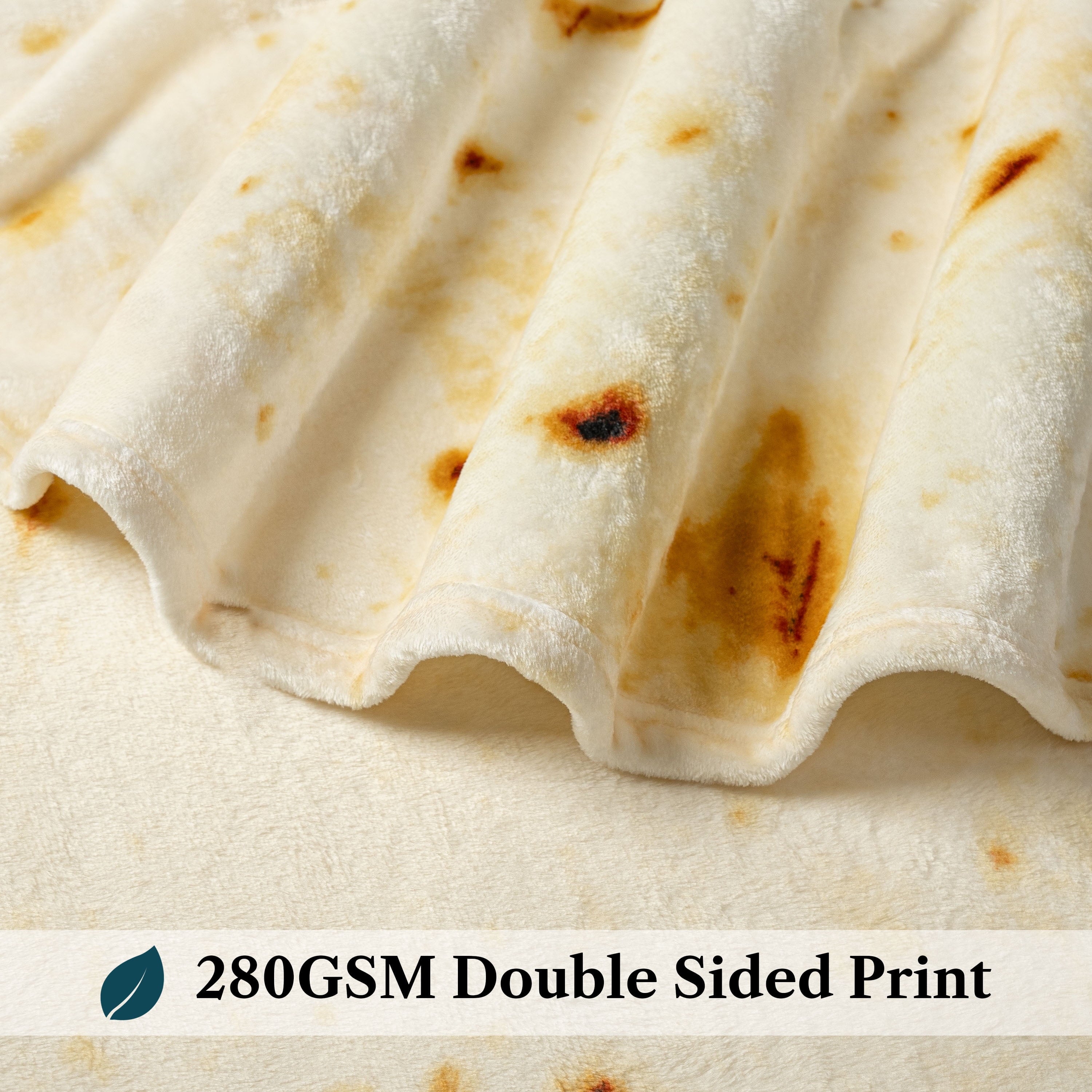 Decorative Knitted Burrito Tortilla Blanket, Double Sided Taco Flour Wrap Novelty Throw for Adult Kid Teen, Realistic Food Blanket, Funn... - Super Soft Reversible Sherpa Flannel Blanket Detail