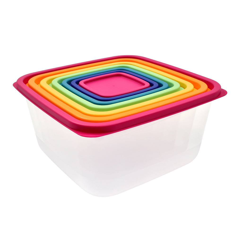 Deliciously Squishy Plastic Rainbow Food Storage Set, Multi Color, 14 Count, Best Used for Leftover Storage and Reheating - Fun Food Fidget Cookie Squishable Toy Detail