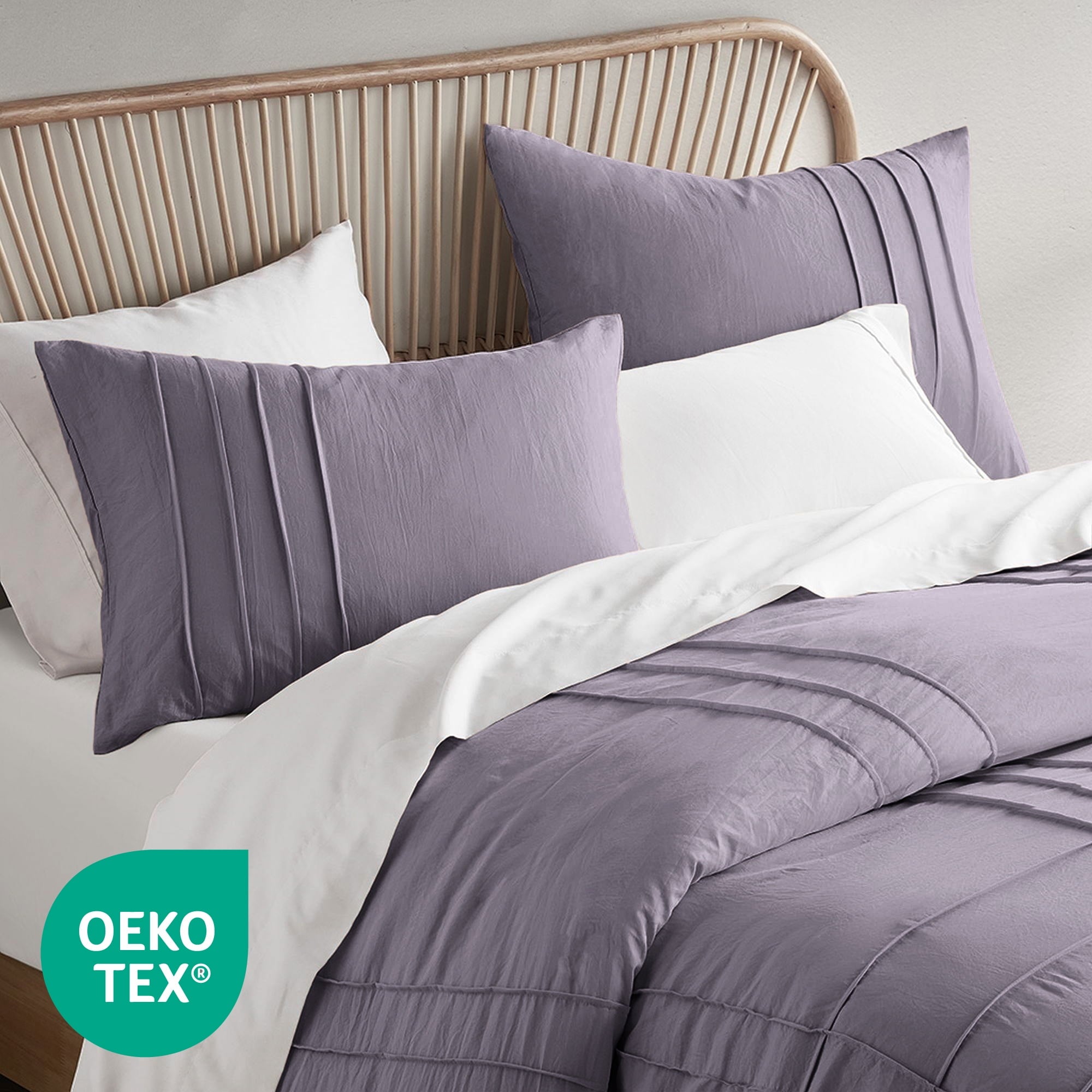 Hypoallergenic Cloud Full/Queen Comforter Set, Boho 3-Piece Pintuck Stitching Bedding Set, Soft Washed Pleated Bed Sets with Pillow Shams,... - Cloud-Like Soft Lightweight Bed Comforter Detail