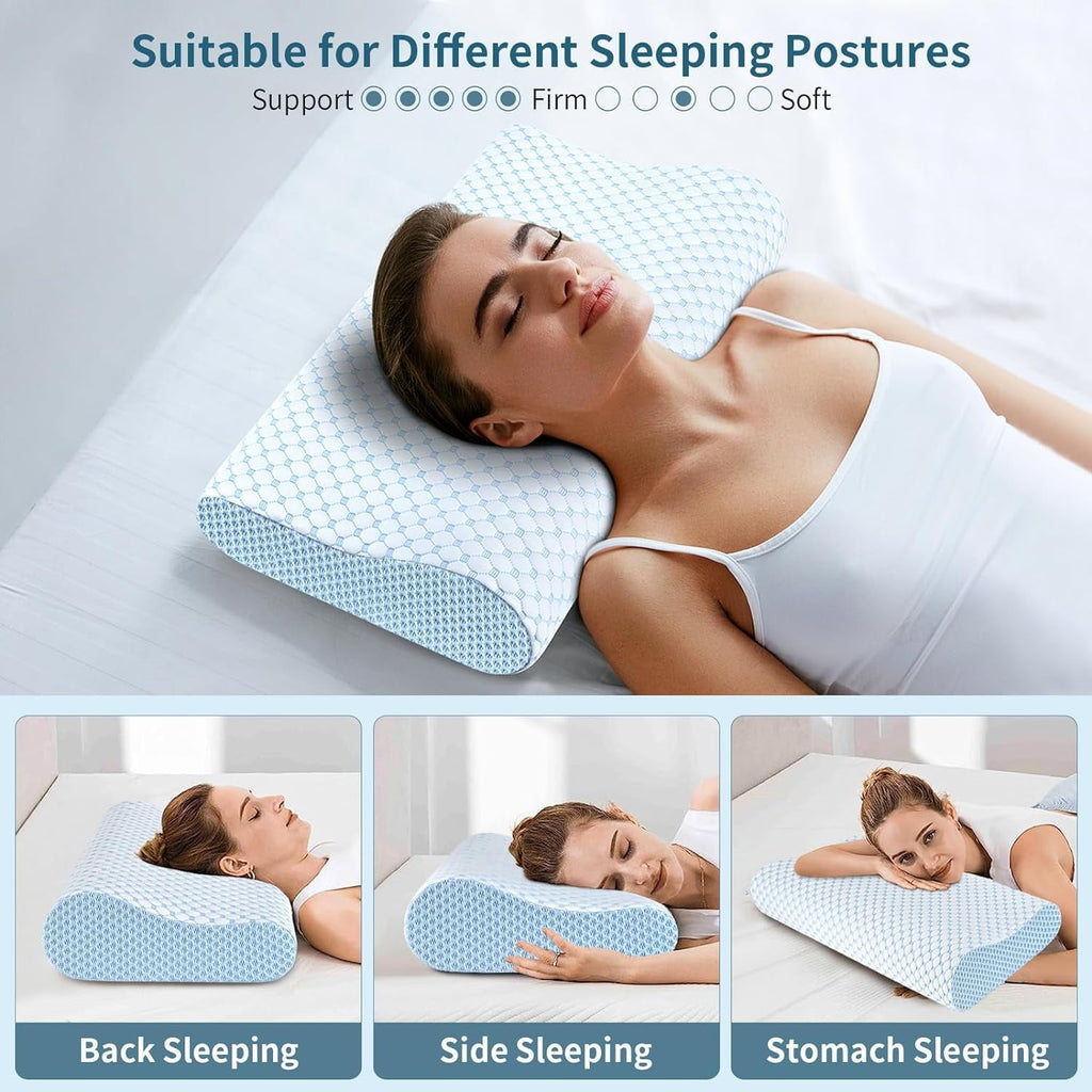 Fluffy Shredded for Neck Pain Relief, Contour Memory Foam s for Sleeping, Odorless Ergonomic Adjustable Orthopedic Cooling Bed Neck S... - Decorative Throw Pillow Cushion for Sofa & Bed Detail