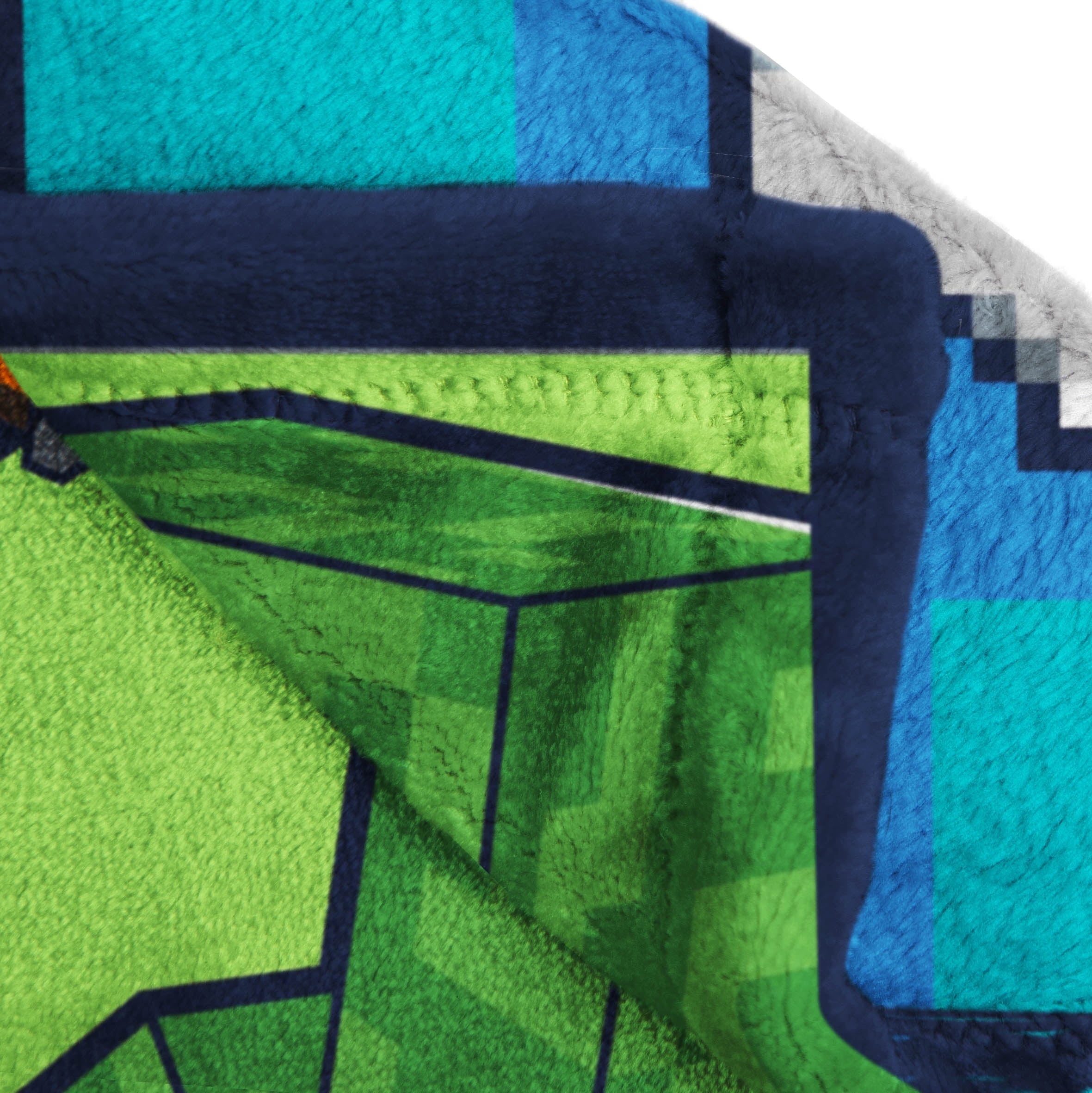 Lightweight Warm Minecraft Kids Twin/Full Blanket, 62 x 90, Microfiber, Green and Blue - Cozy Fleece Throw Blanket for Couch & Bed Detail