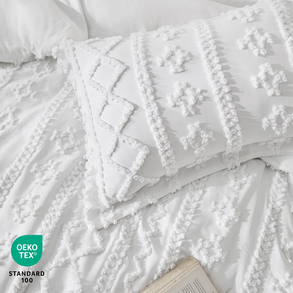 All-Season Tufted Boho Comforter Set, 2 Pieces Farmhouse Shabby Chic Embroidery Bed Set, Soft Jacquard Comforter for All Seasons... - Hypoallergenic Ultra-Fluffy Quilt for Winter Detail