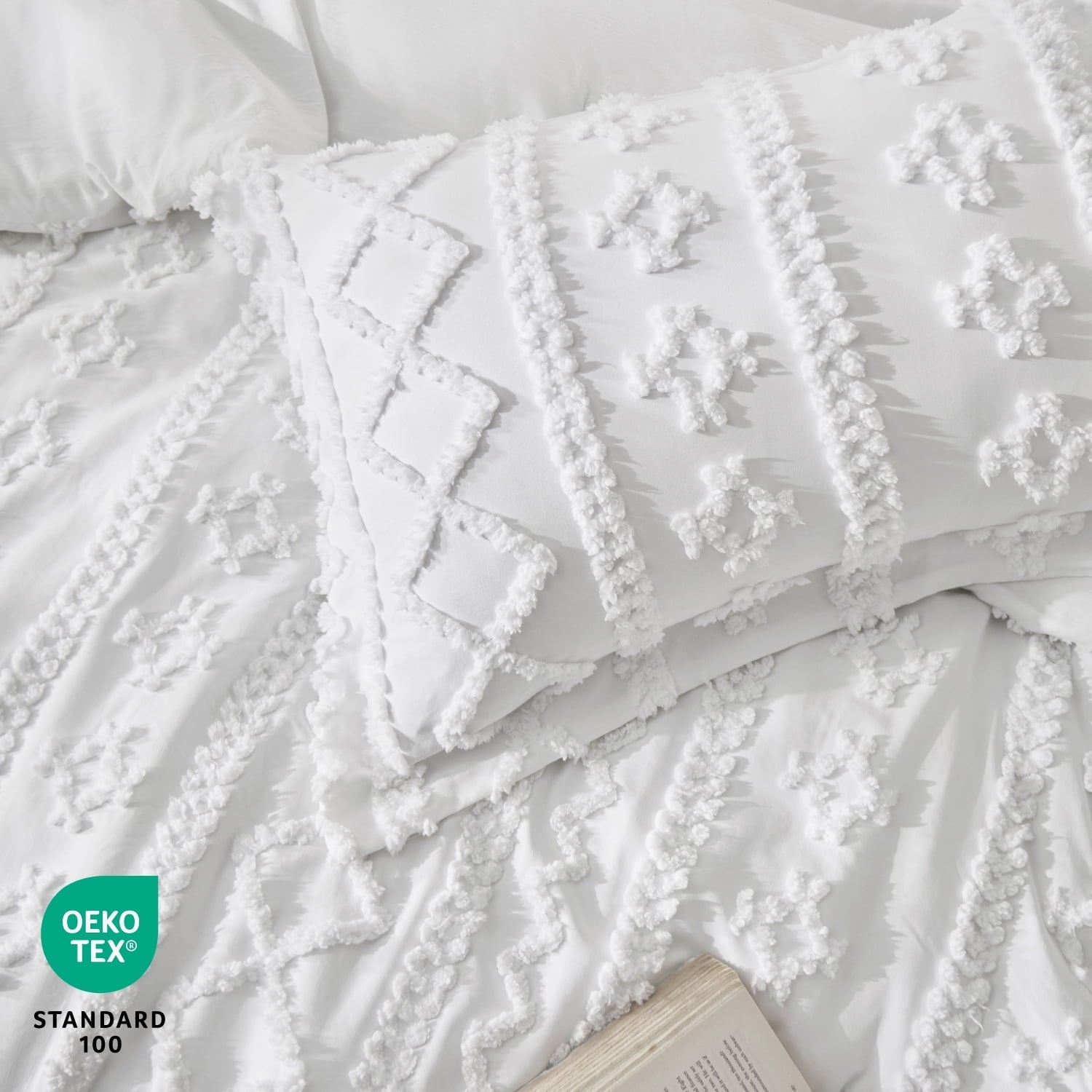 All-Season Tufted Boho Comforter Set, 2 Pieces Farmhouse Shabby Chic Embroidery Bed Set, Soft Jacquard Comforter for All Seasons... - Hypoallergenic Ultra-Fluffy Quilt for Winter Detail