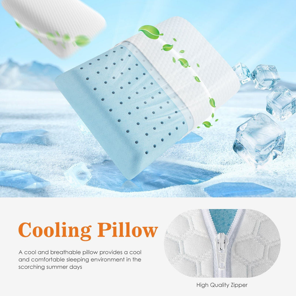 Orthopedic Support Memory Foam Pillow, Standard Size Pillows for Sleeping, Bed Pillow Soft and Comfortable, 1 Pack - Hotel Quality Plush Sleeping Pillows Detail