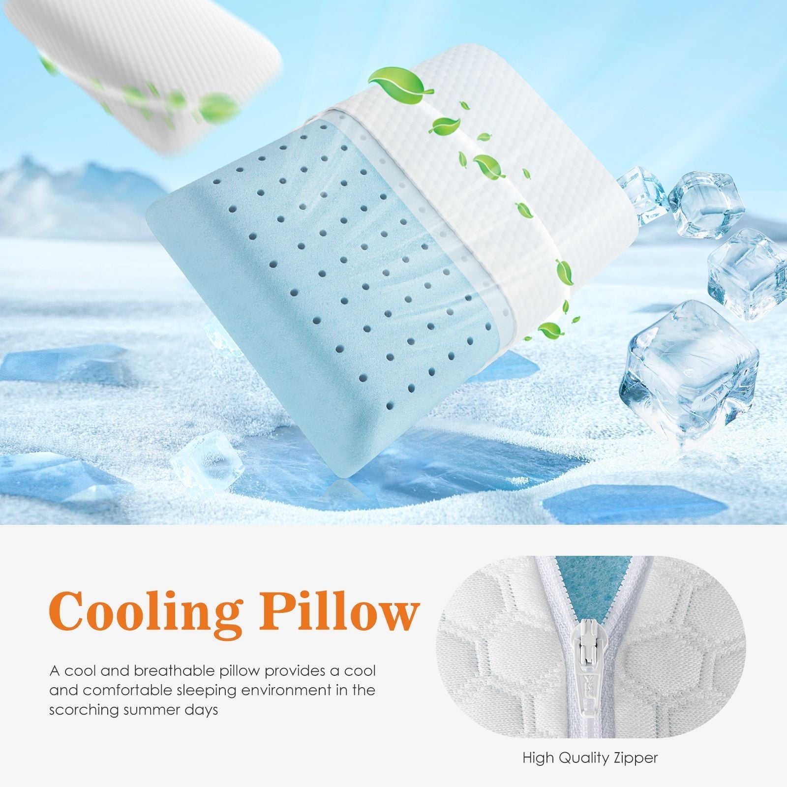 Orthopedic Support Memory Foam Pillow, Standard Size Pillows for Sleeping, Bed Pillow Soft and Comfortable, 1 Pack - Hotel Quality Plush Sleeping Pillows Detail