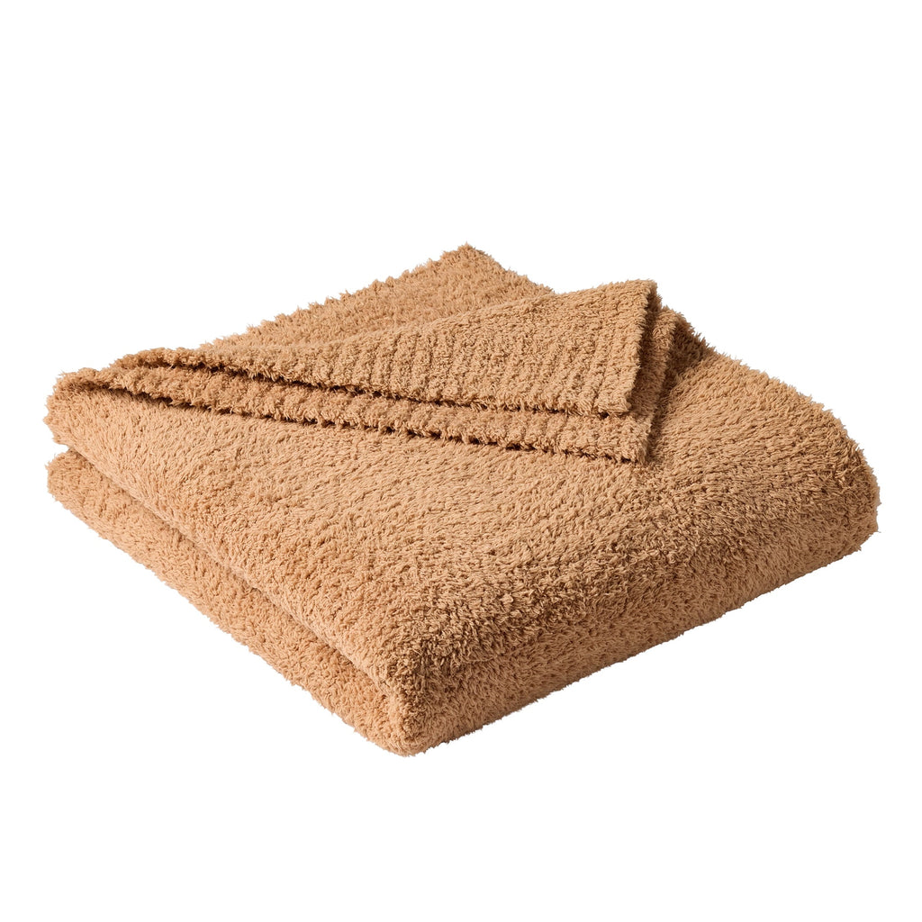 Super Soft Flannel Cozy Knit Throw, Dark Caramel, 50x72" - Luxury Knitted Decorative Throw Blanket with Fringes Detail