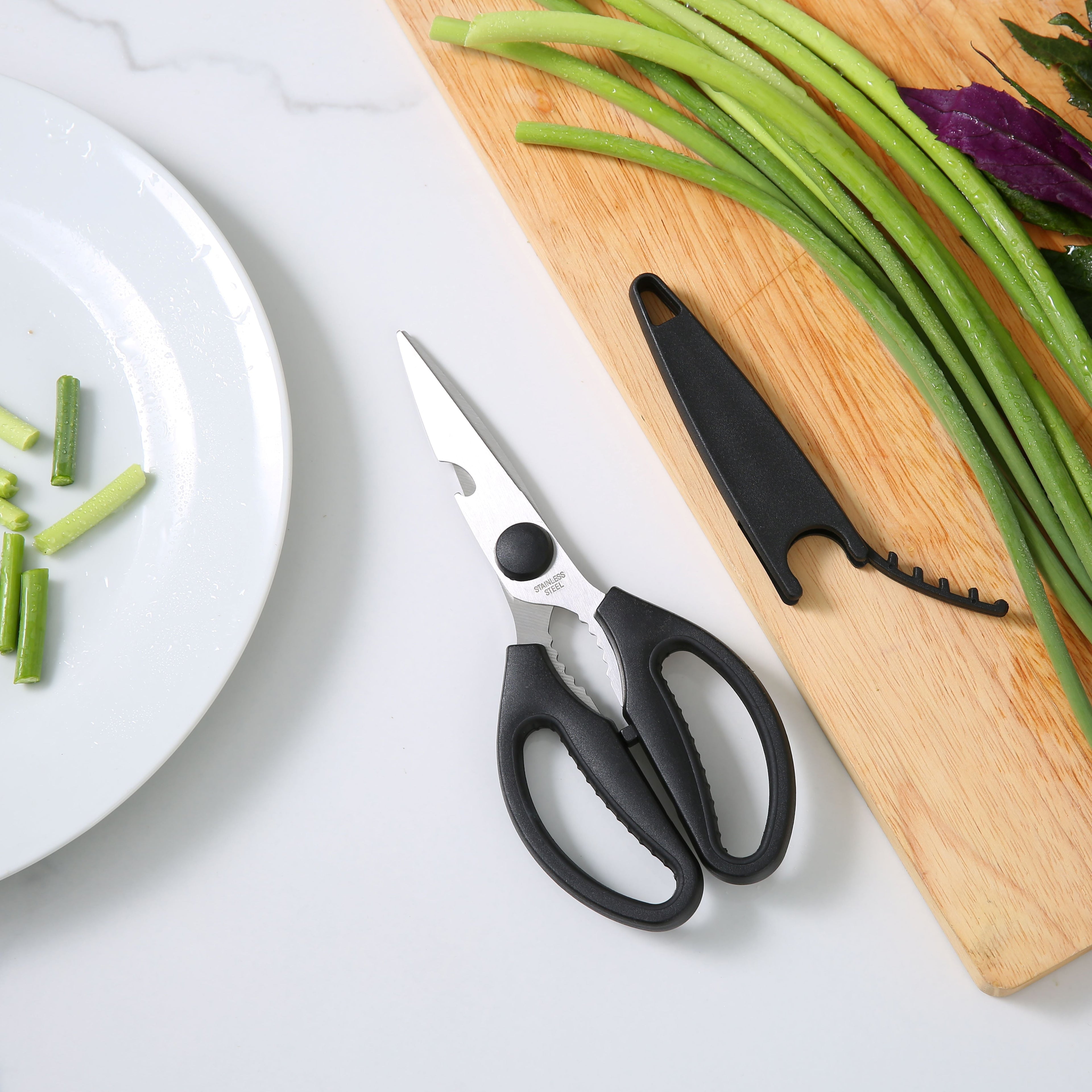 Time-Saving Stainless Steel Multi-Purpose Kitchen Shears with Grip 1 Each - Multi-Functional Manual Food Chopper & Slicer Detail