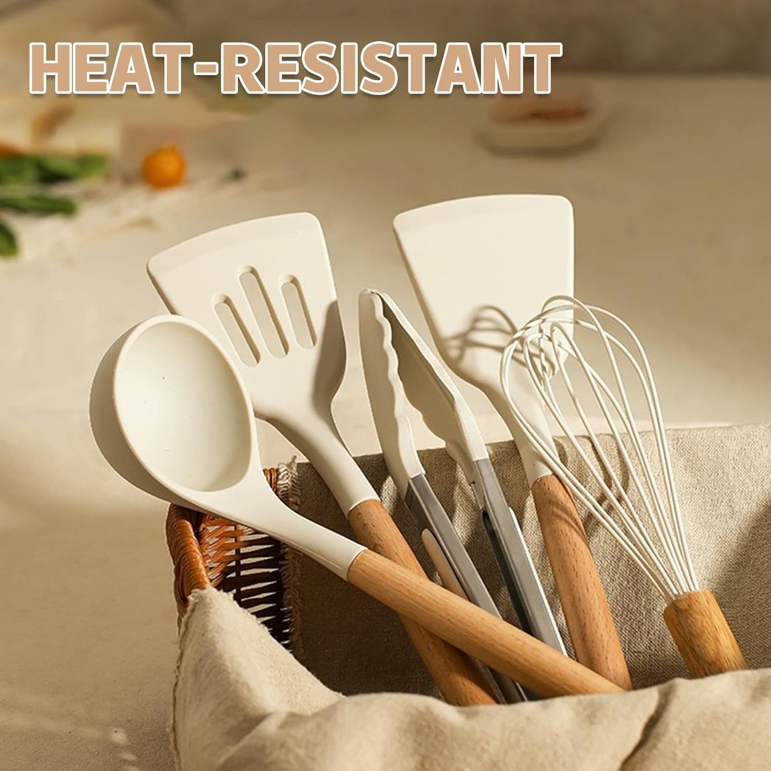 Multi-Functional Kitchen Cooking Utensils Set, 33 pcs Non-stick Silicone Cooking Kitchen Utensils Spatula Set with Holder, Wooden Hand... - Kitchen Gadget Tool for Quick Food Prep Detail