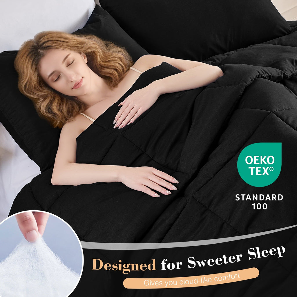 Hypoallergenic Cloud Queen Size Comforter Sets, 3 Piece Soft Quilted Bedding Sets, All-Season Down Alternative Comforter with 2 Pillow Sha... - Cloud-Like Soft Lightweight Bed Comforter Detail