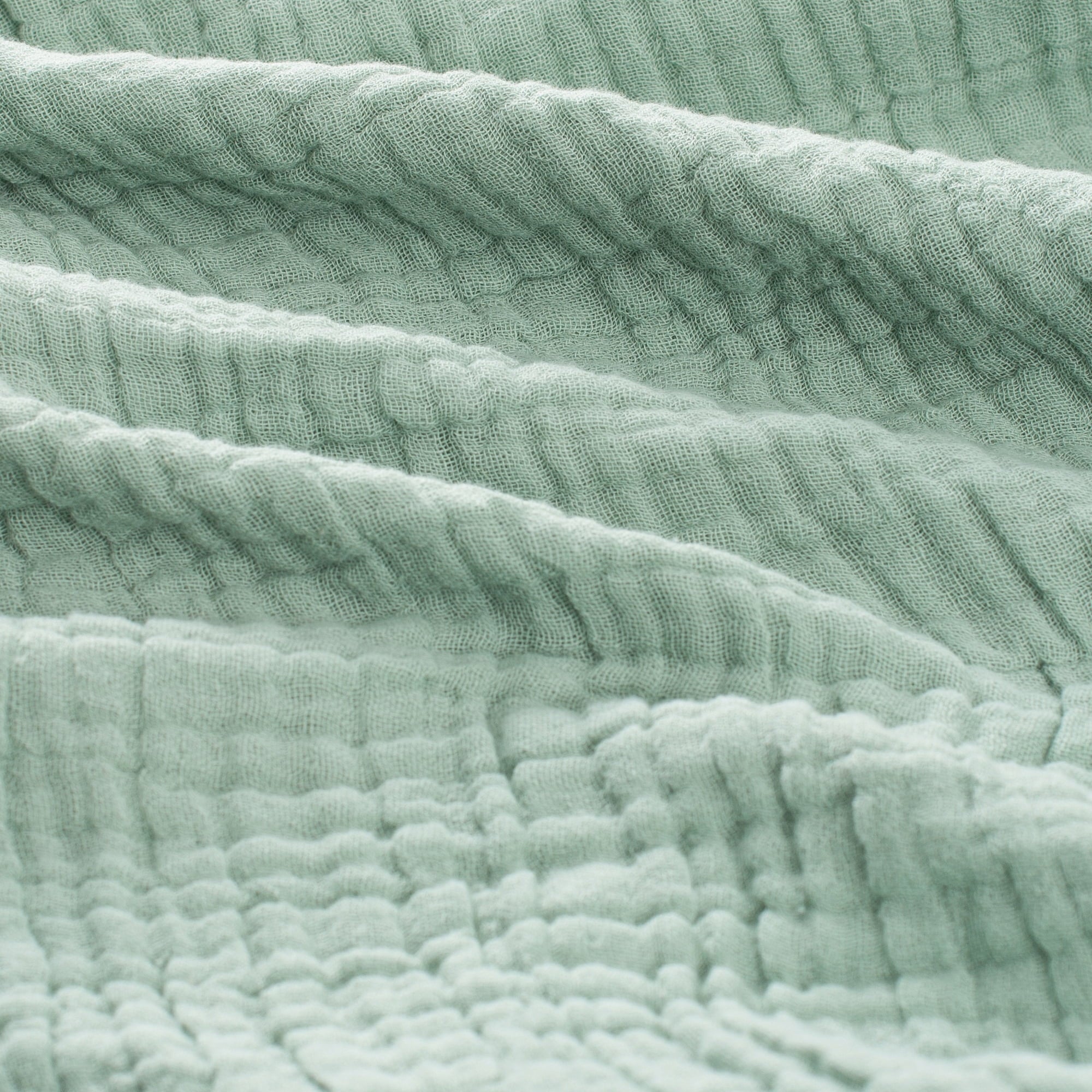 Reversible Sherpa 100% Cotton Muslin Throw Blanket Gauze Blankets for Adults Soft Throws for Bed and Couch, 50" x 70" Sage Green - Lightweight Plush Warm Blanket for All Seasons Detail