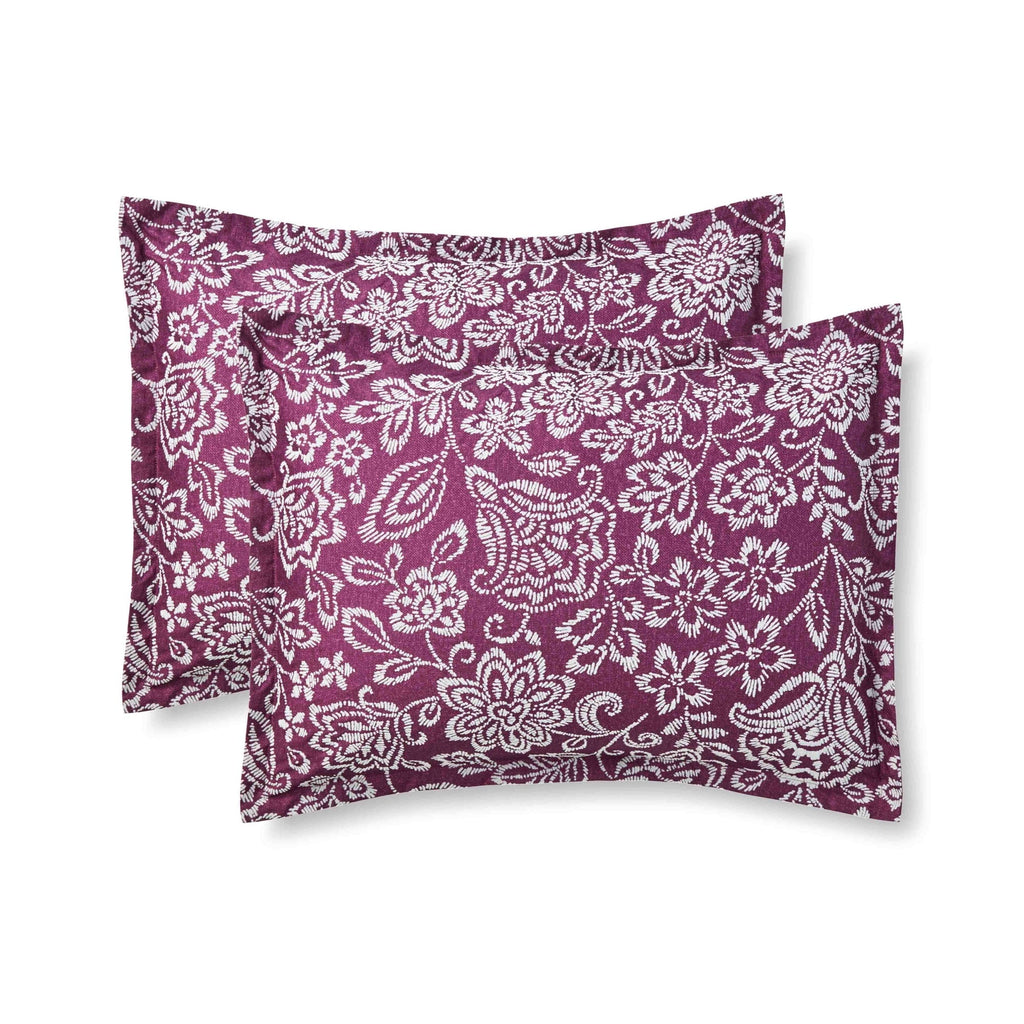 Heavyweight Warmth 5-Piece Jacquard Comforter Set with Decor Pillow and Throw Purple Flocking Embroidery Bedding Set, Full/Queen - Luxurious Quilted Duvet Cover Set Detail