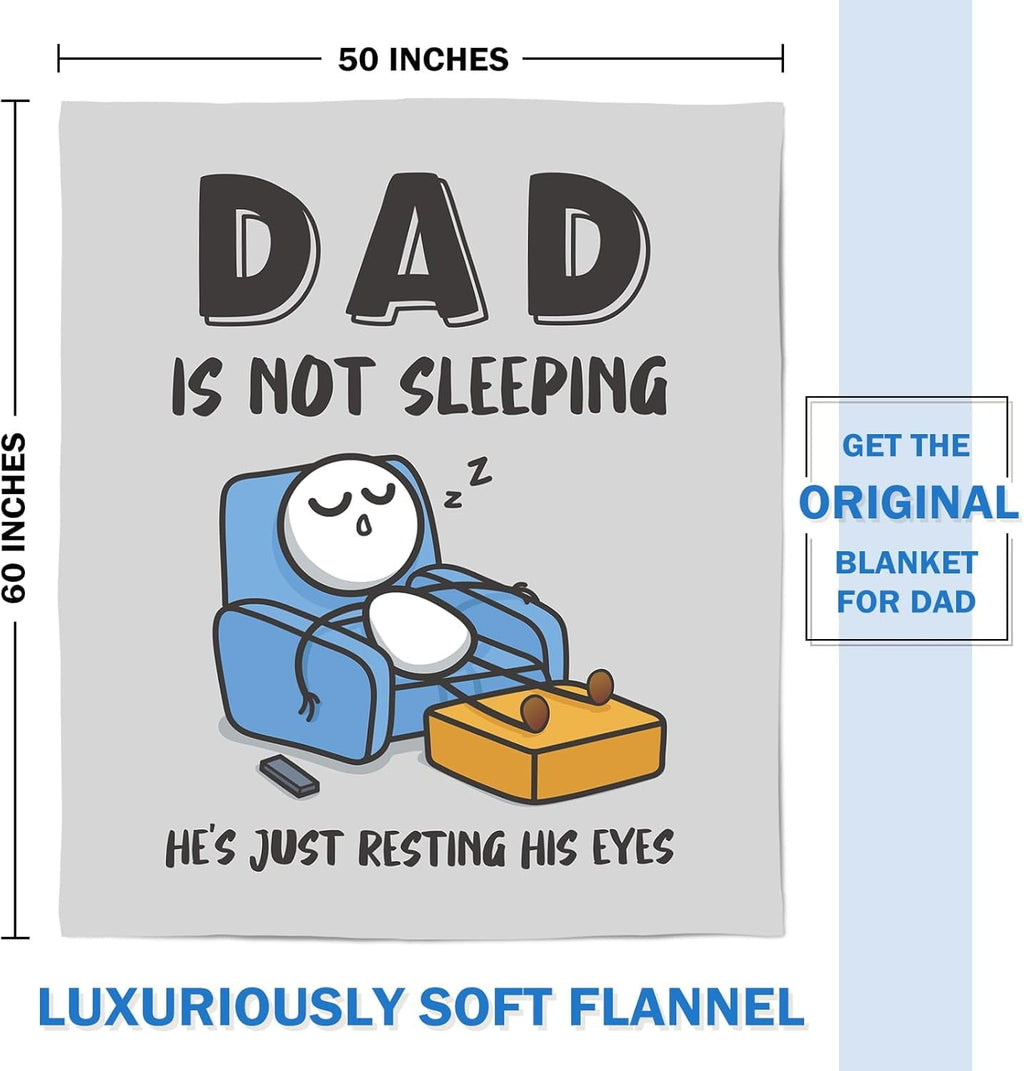 Cozy Fleece Funny Fathers Day Dad Gifts , Dads Birthday Gifts, Dad is Not Sleeping Blanket, Super Soft Throws Blanket for Napping - Super Soft Reversible Sherpa Flannel Blanket Detail