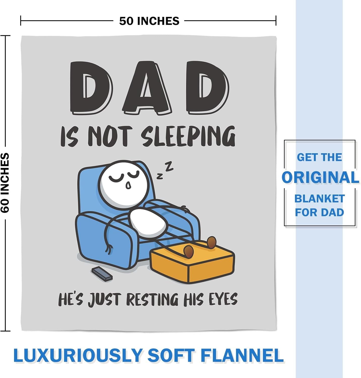 Cozy Fleece Funny Fathers Day Dad Gifts , Dads Birthday Gifts, Dad is Not Sleeping Blanket, Super Soft Throws Blanket for Napping - Super Soft Reversible Sherpa Flannel Blanket Detail