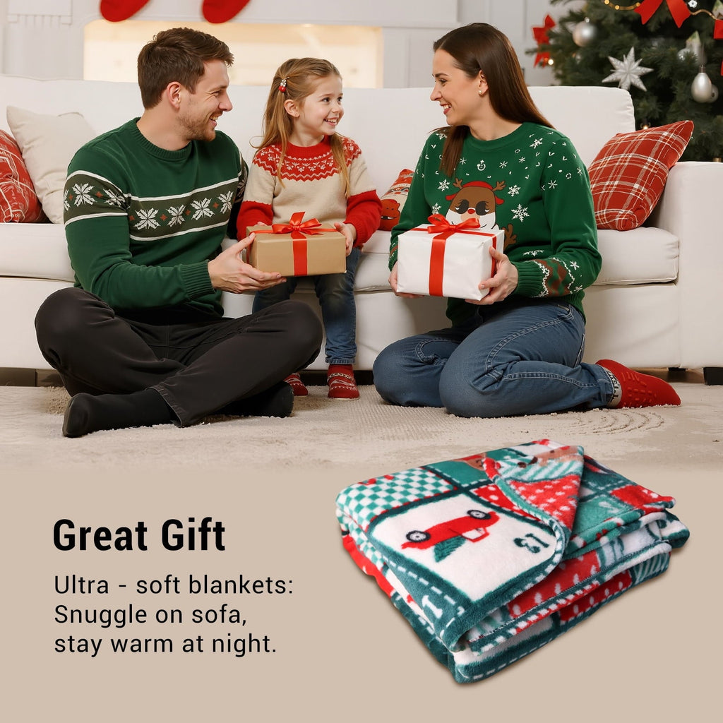 Reversible Sherpa Cozy Blanket Printed Blanket Throw Christmas Blanket - 300 GSM Fleece Blanket Throw Size Blanket for Home Decoration,... - Lightweight Plush Warm Blanket for All Seasons Detail