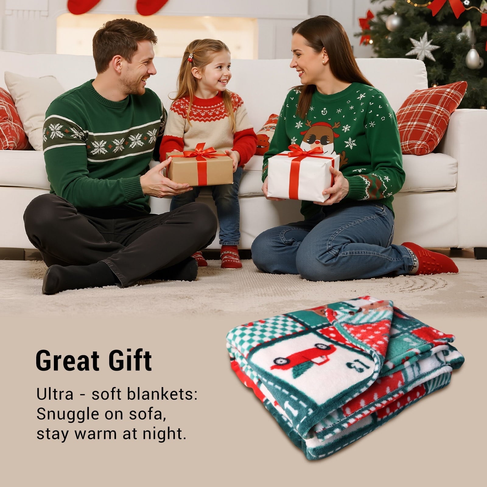 Reversible Sherpa Cozy Blanket Printed Blanket Throw Christmas Blanket - 300 GSM Fleece Blanket Throw Size Blanket for Home Decoration,... - Lightweight Plush Warm Blanket for All Seasons Detail